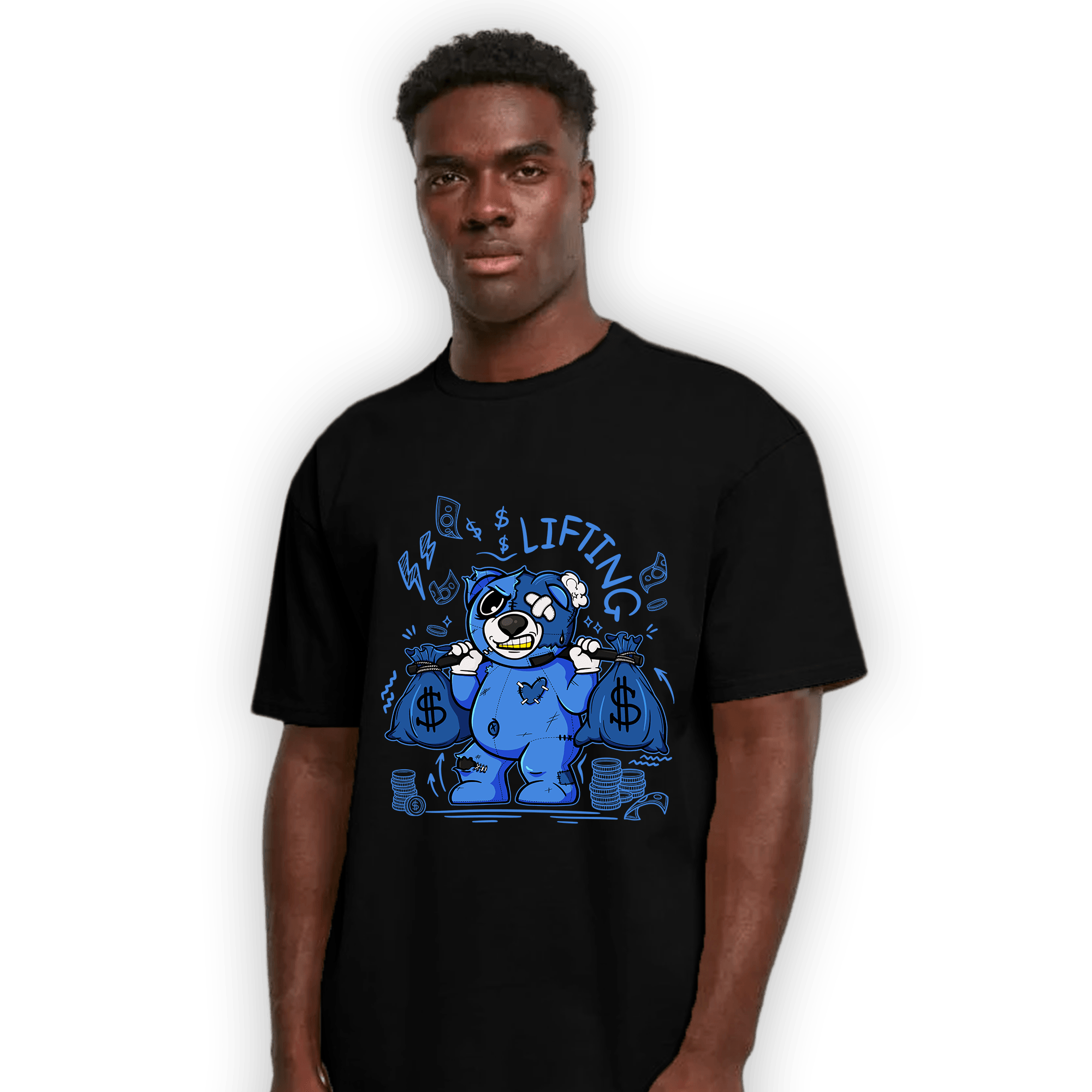 University Blue Toe 1s T Shirt Match Money Lifting BER - NastyJamz