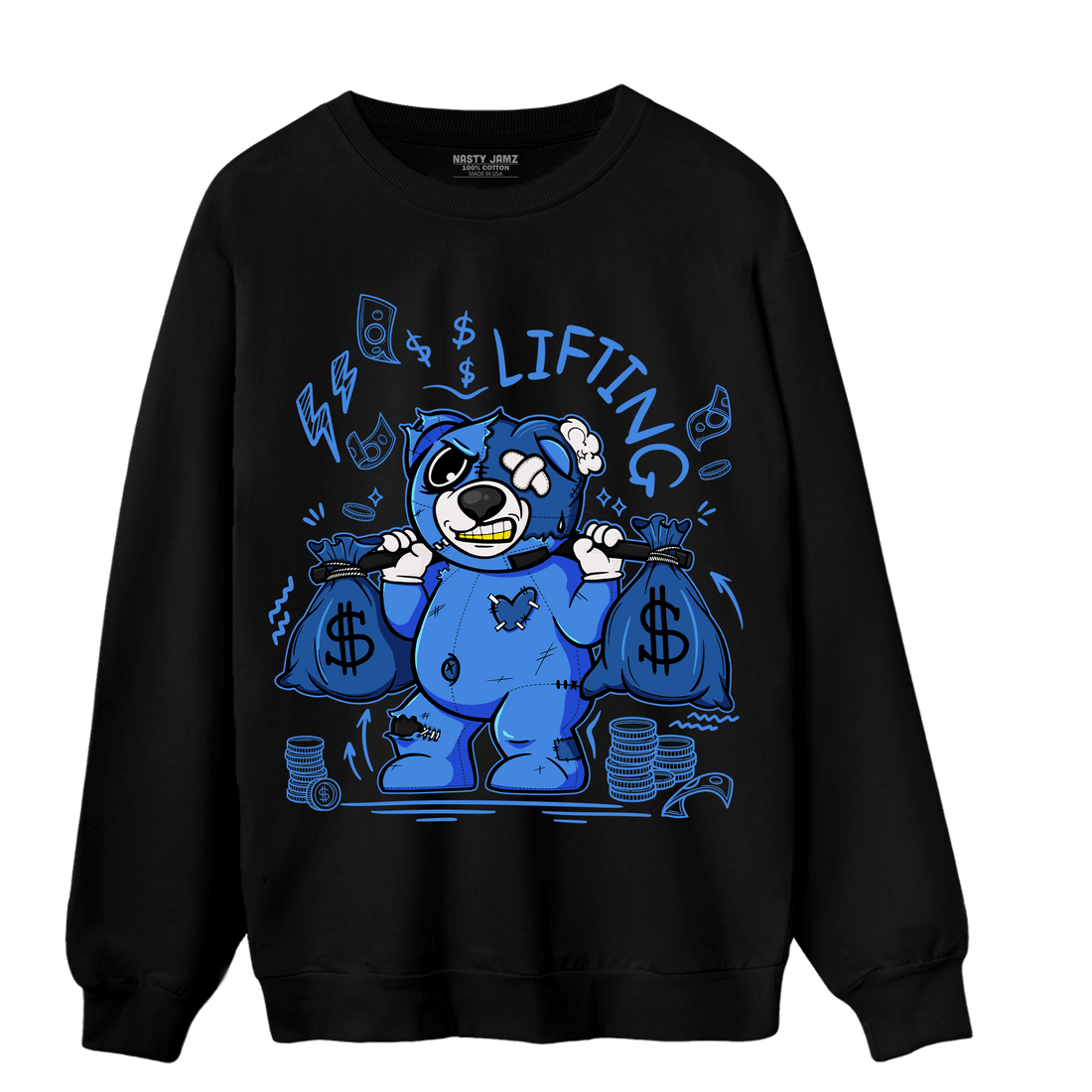 University Blue Toe 1s Sweatshirt Match Money Lifting BER - NastyJamz