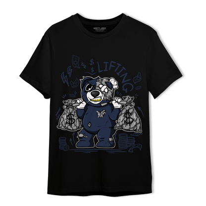 White Navy 3s T Shirt Match Money Lifting BER - NastyJamz