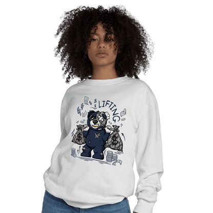 White Navy 3s Sweatshirt Match Money Lifting BER - NastyJamz