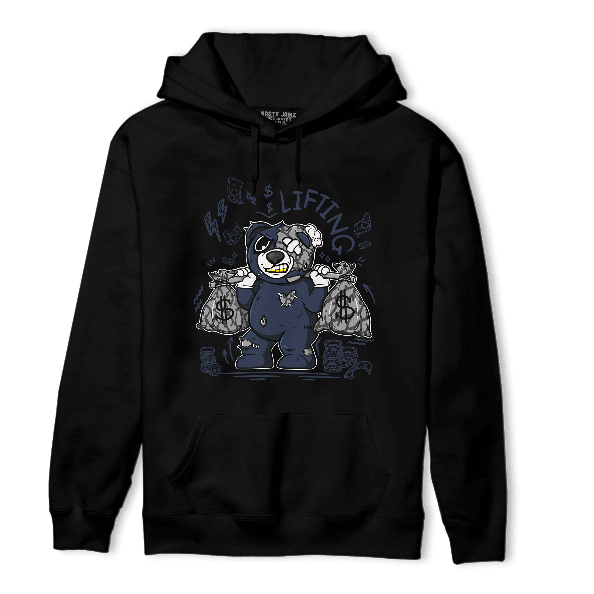 White Navy 3s Hoodie Match Money Lifting BER - NastyJamz