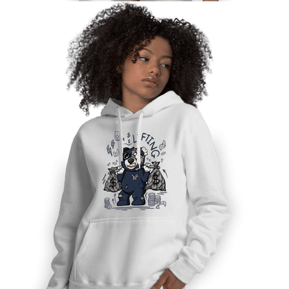 White Navy 3s Hoodie Match Money Lifting BER - NastyJamz