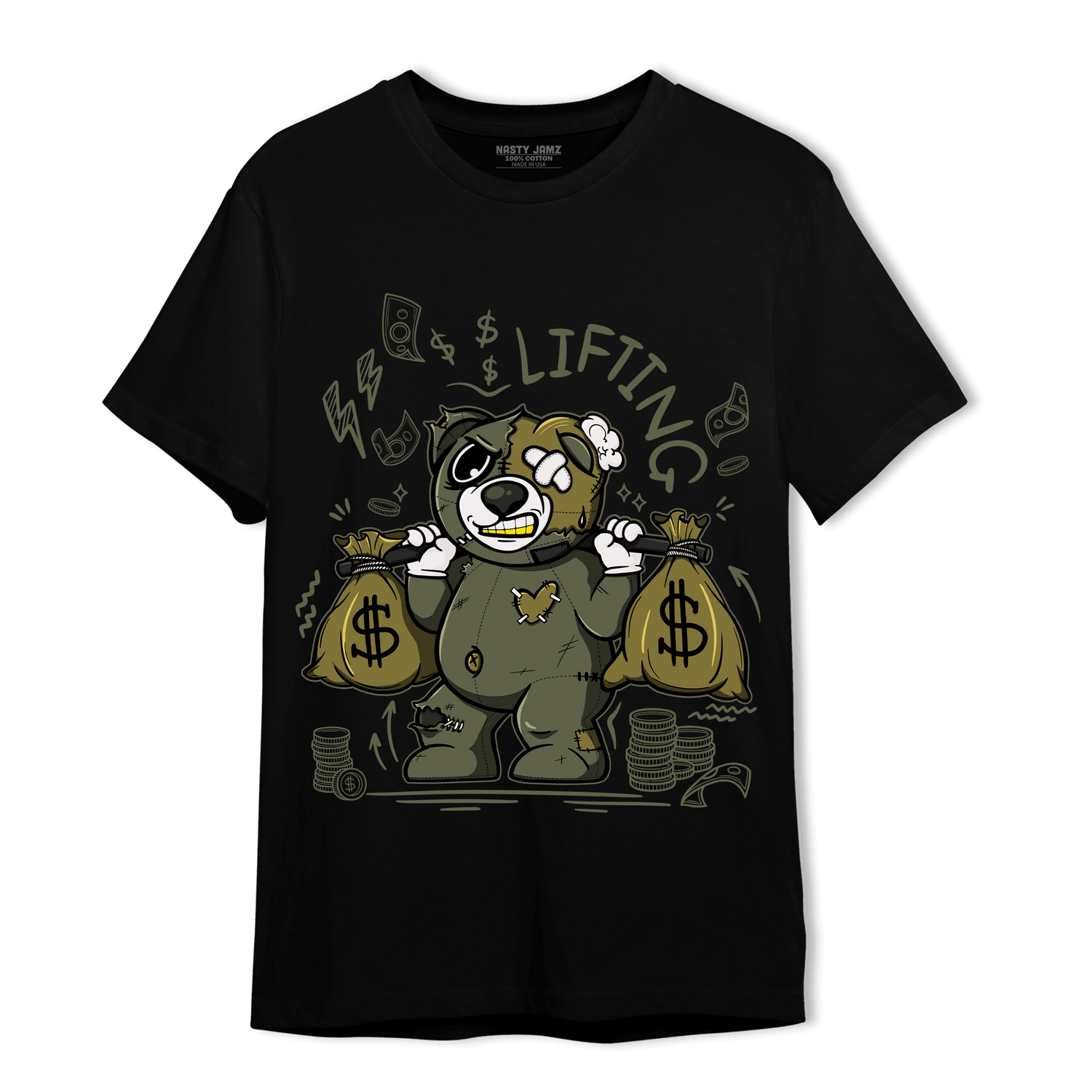 SE Craft Medium Olive 4s T Shirt Match Money Lifting BER - NastyJamz