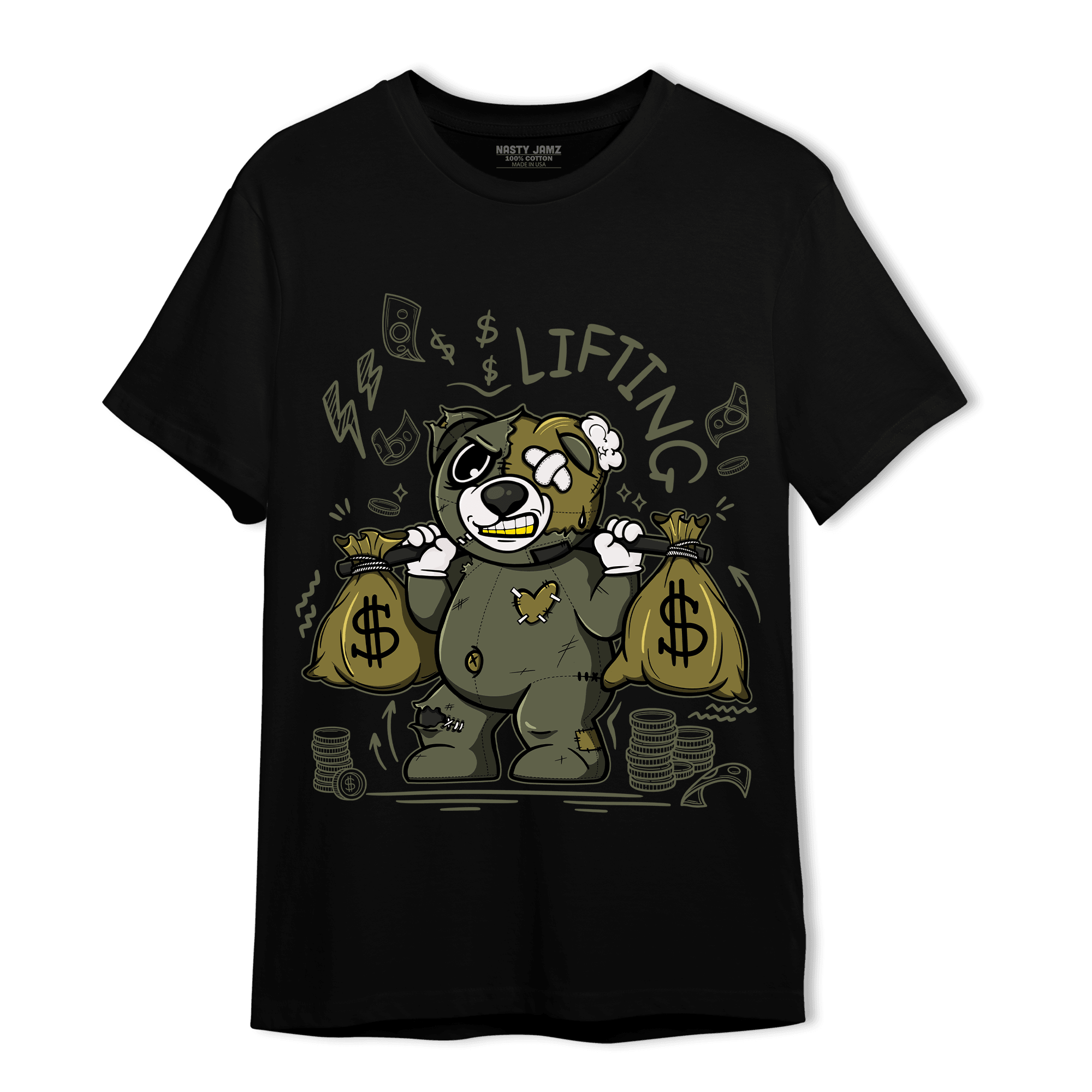SE Craft Medium Olive 4s T Shirt Match Money Lifting BER - NastyJamz
