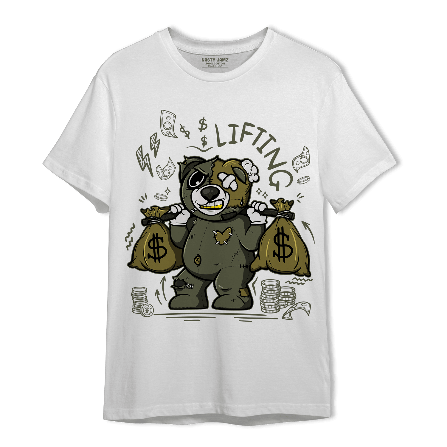 SE Craft Medium Olive 4s T Shirt Match Money Lifting BER - NastyJamz