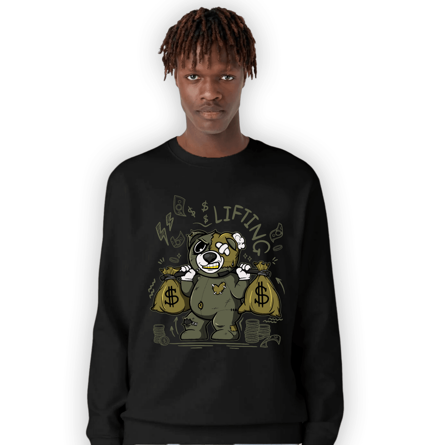 SE Craft Medium Olive 4s Sweatshirt Match Money Lifting BER - NastyJamz
