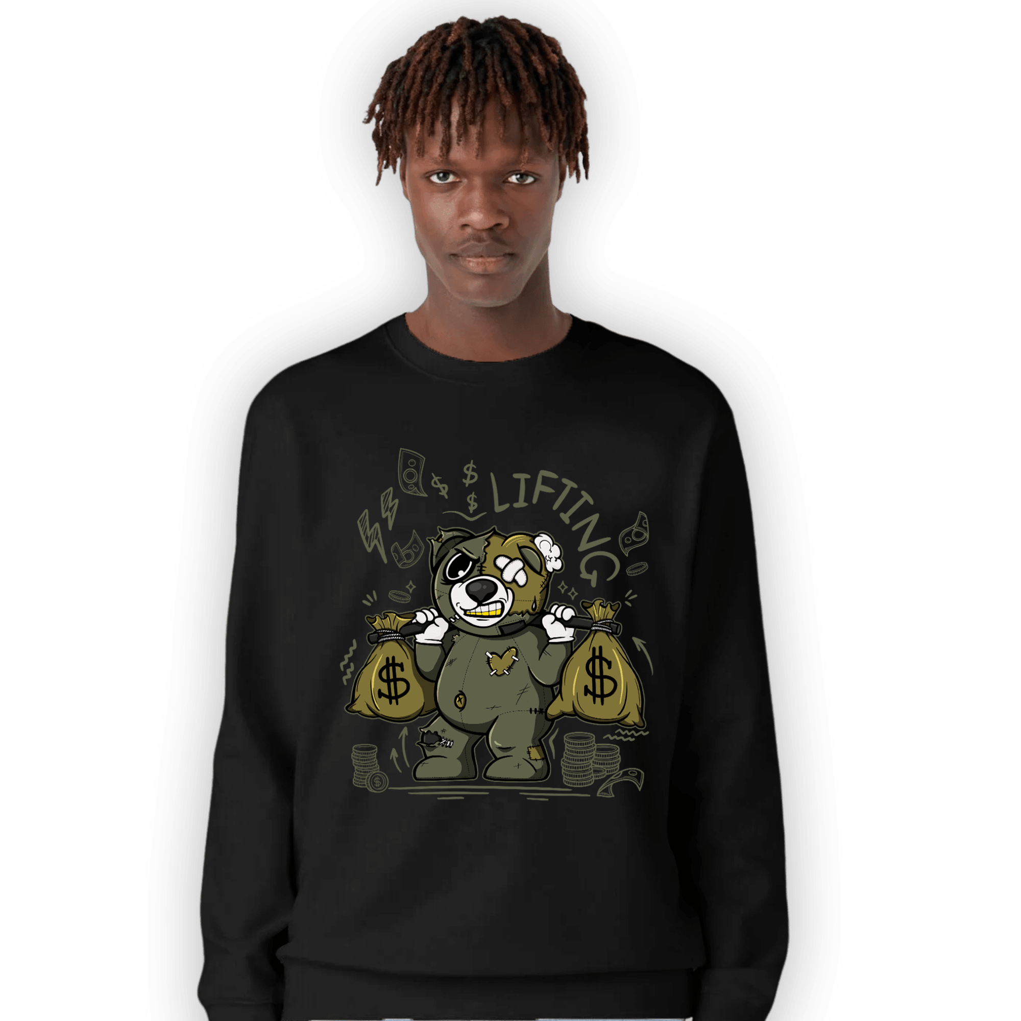SE Craft Medium Olive 4s Sweatshirt Match Money Lifting BER - NastyJamz