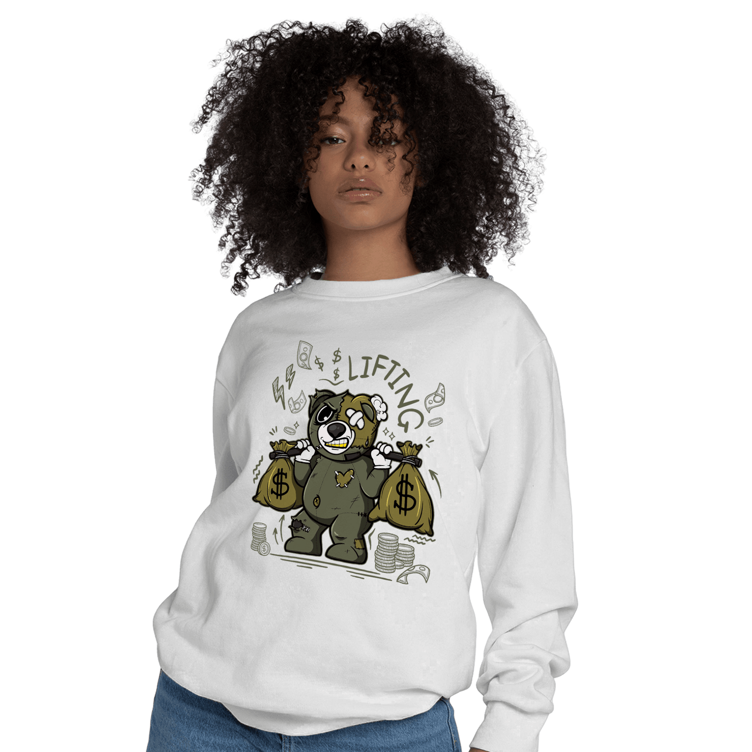 SE Craft Medium Olive 4s Sweatshirt Match Money Lifting BER - NastyJamz