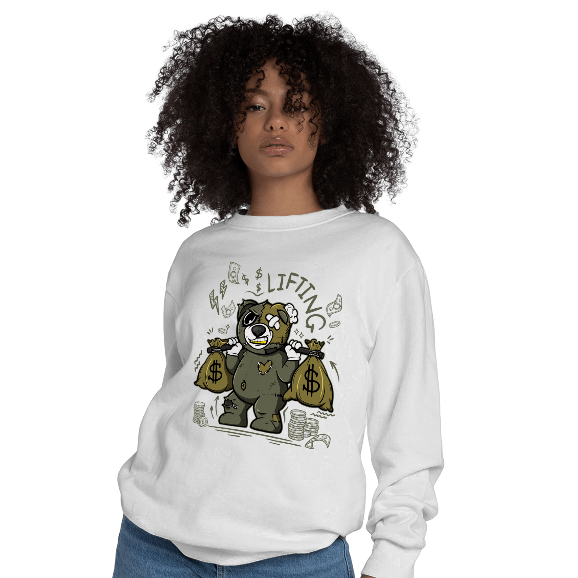 SE Craft Medium Olive 4s Sweatshirt Match Money Lifting BER - NastyJamz