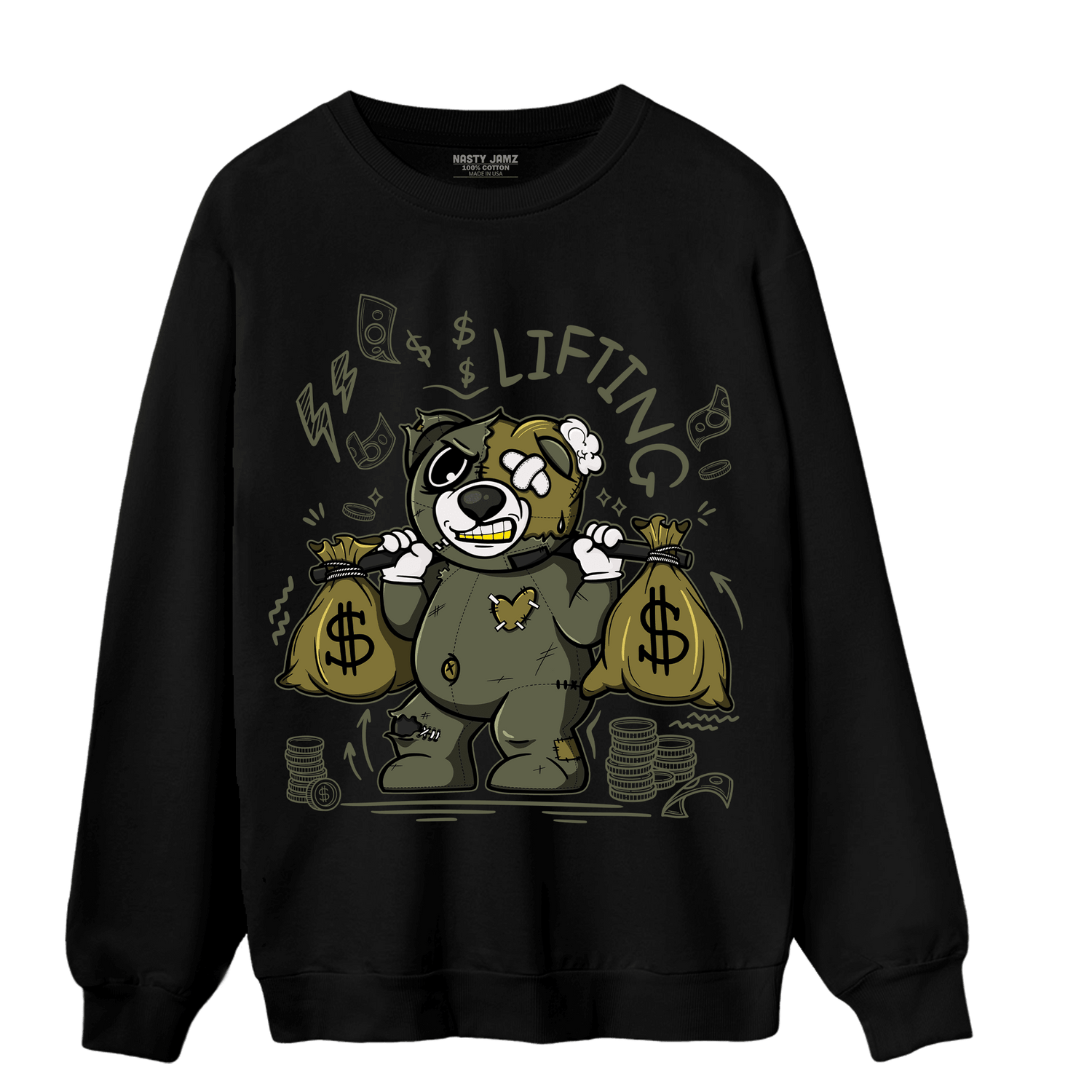 SE Craft Medium Olive 4s Sweatshirt Match Money Lifting BER - NastyJamz
