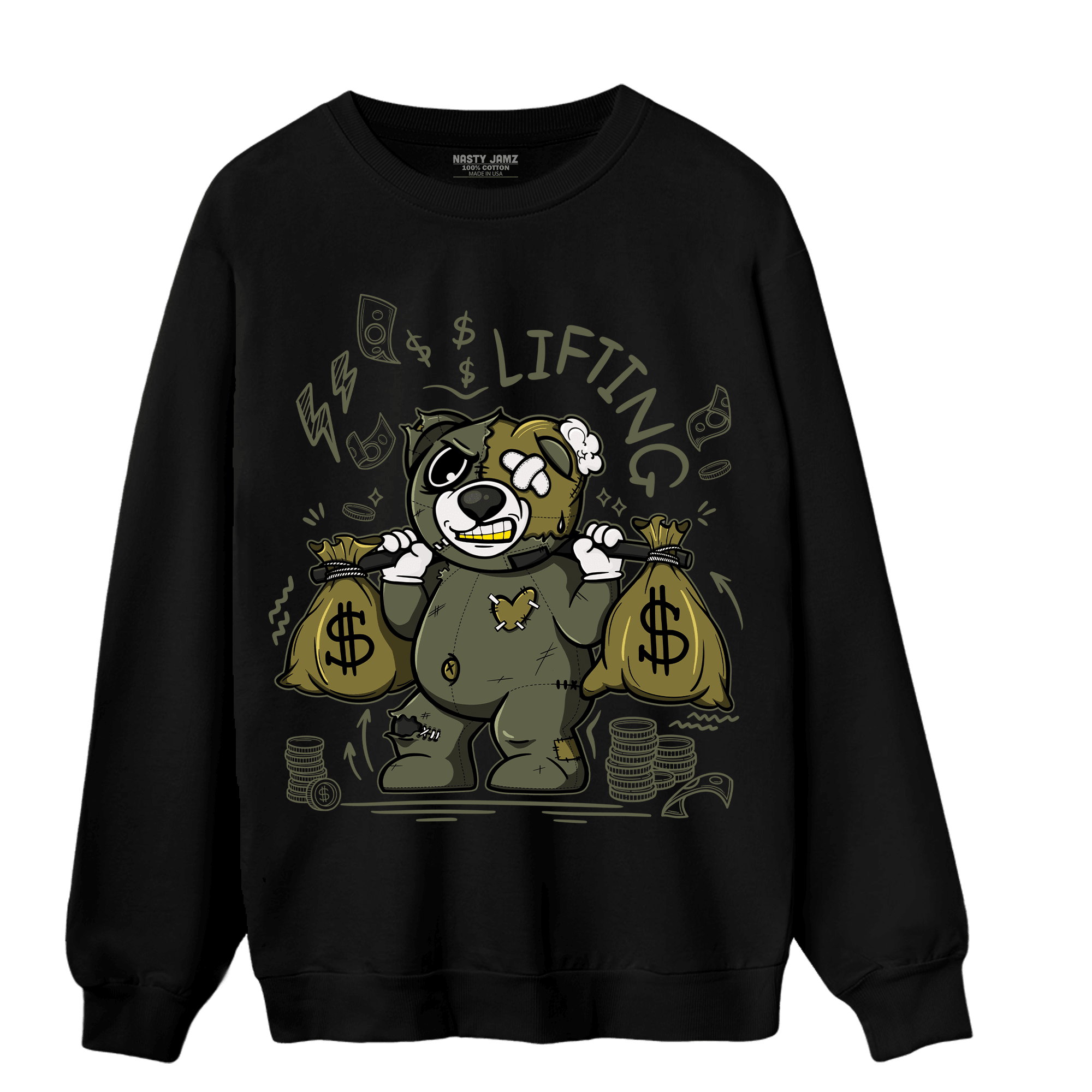 SE Craft Medium Olive 4s Sweatshirt Match Money Lifting BER - NastyJamz