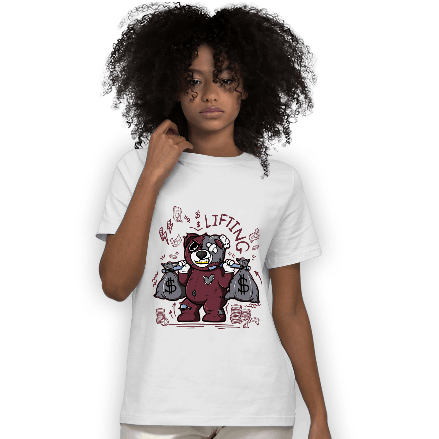 Burgundy 5s T Shirt Match Money Lifting BER - NastyJamz