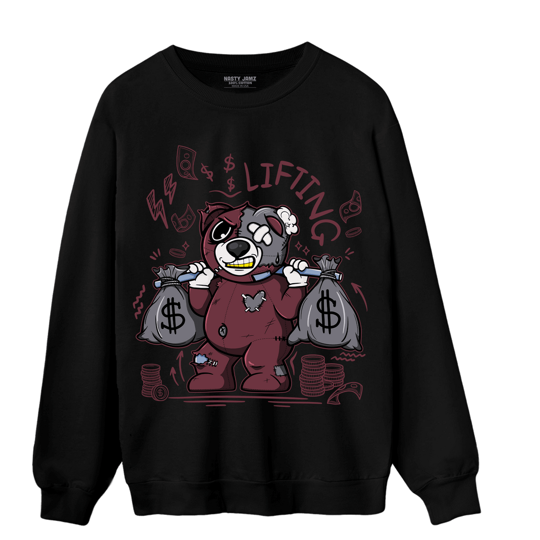 Burgundy 5s Sweatshirt Match Money Lifting BER - NastyJamz