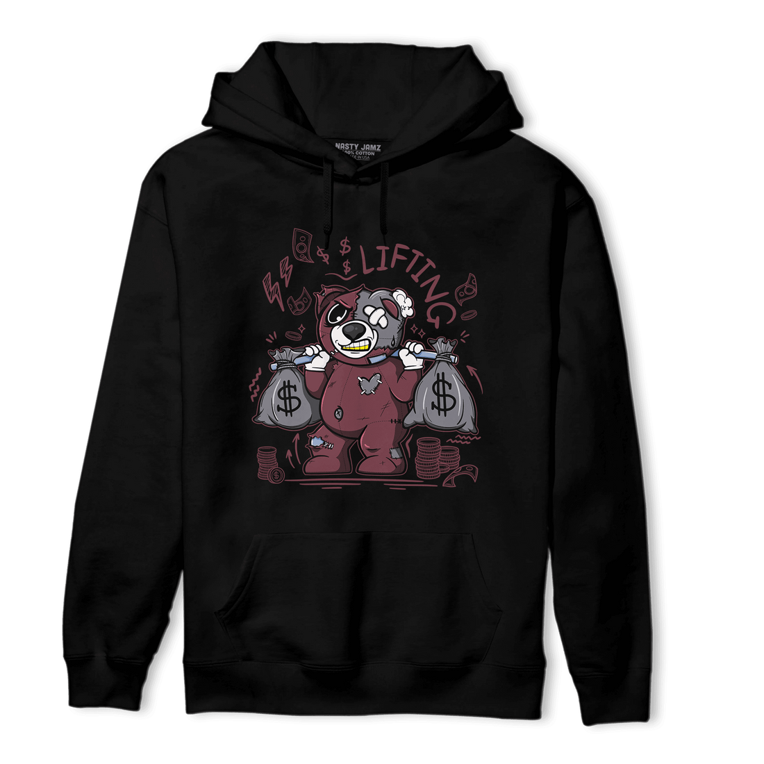 Burgundy 5s Hoodie Match Money Lifting BER - NastyJamz