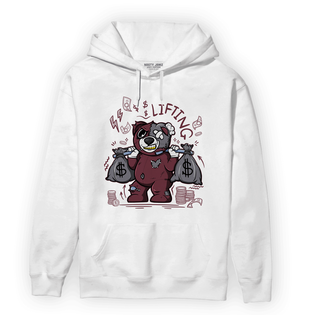 Burgundy 5s Hoodie Match Money Lifting BER - NastyJamz