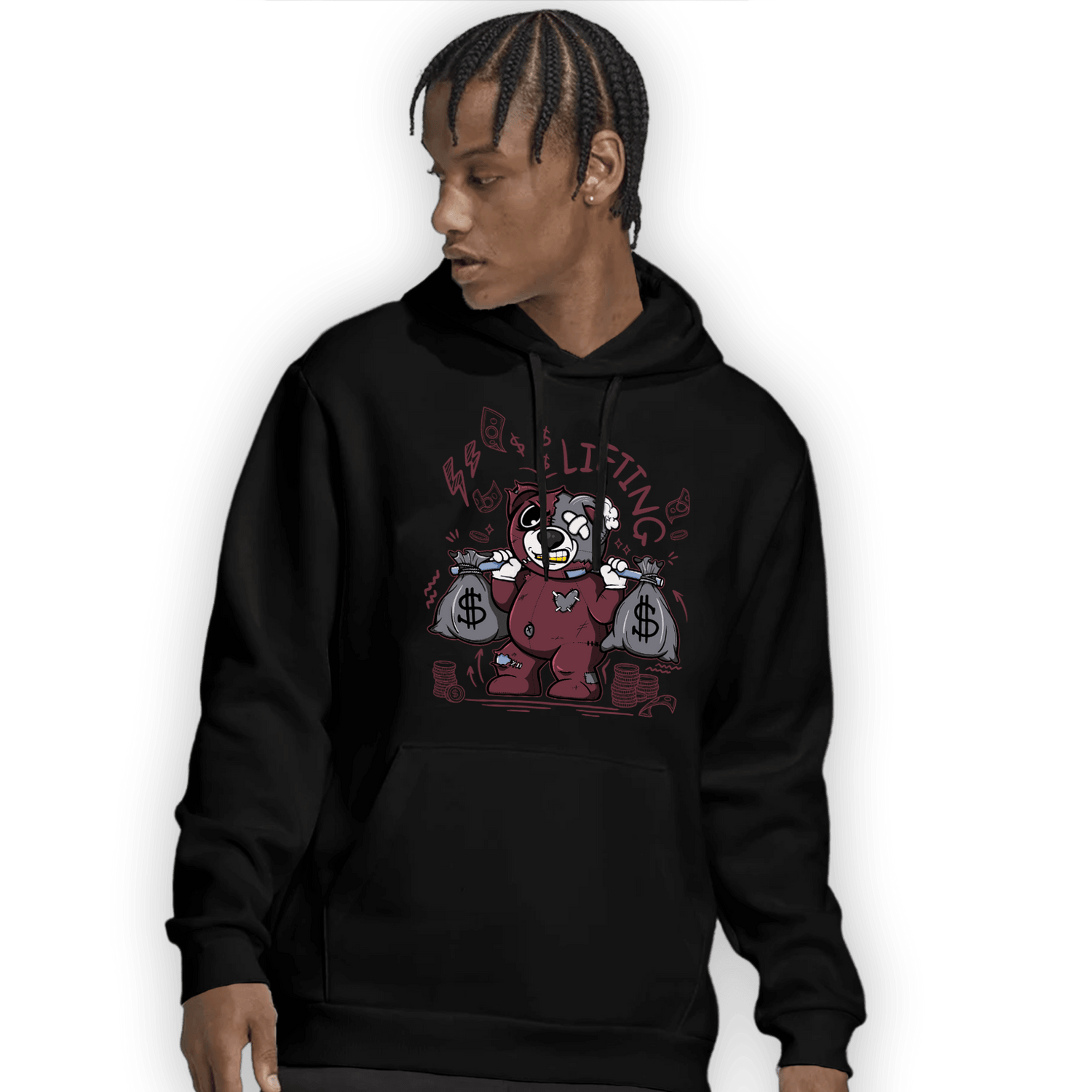 Burgundy 5s Hoodie Match Money Lifting BER - NastyJamz