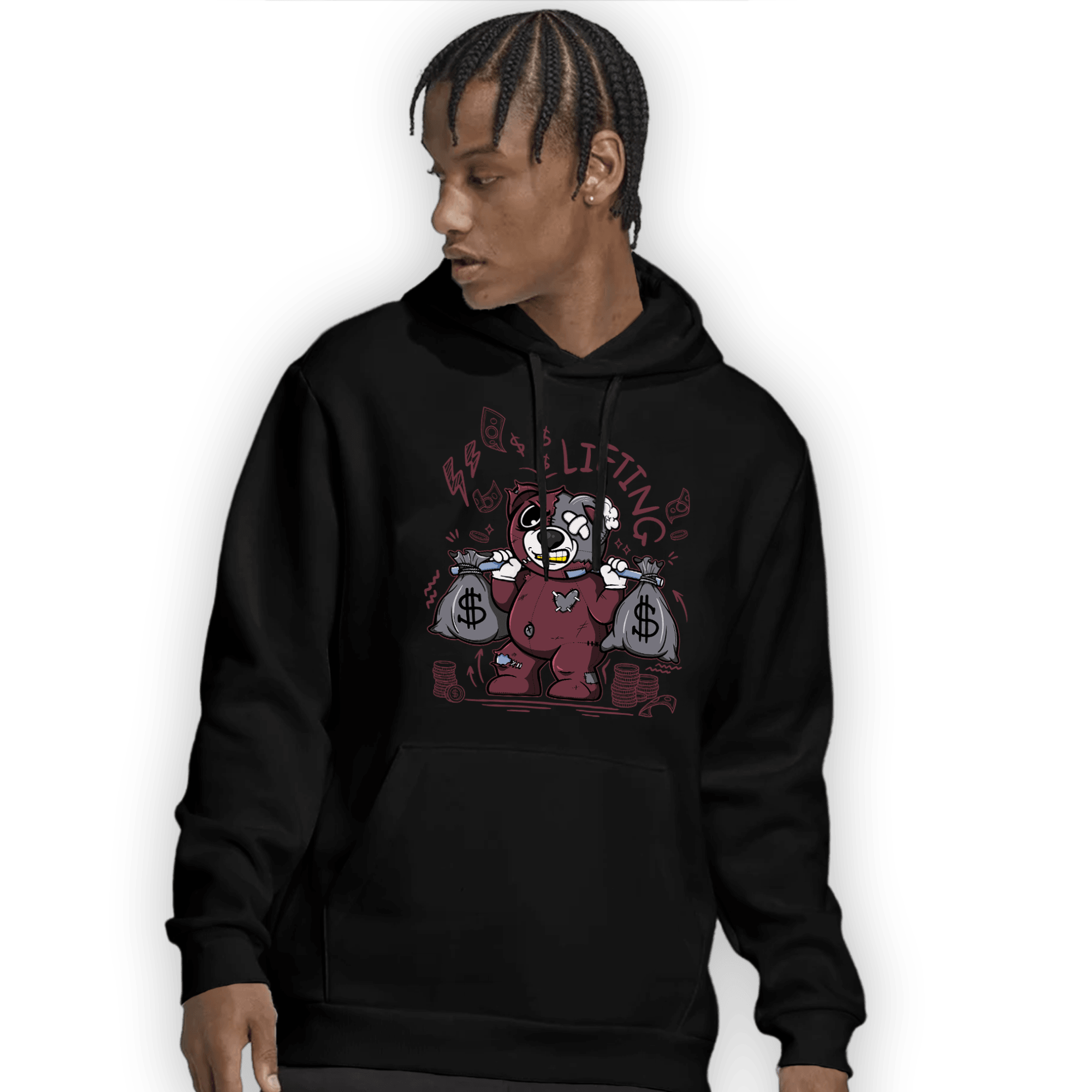 Burgundy 5s Hoodie Match Money Lifting BER - NastyJamz