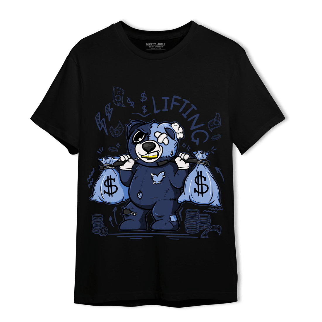 Midnight Navy 5s T Shirt Match Money Lifting BER - NastyJamz