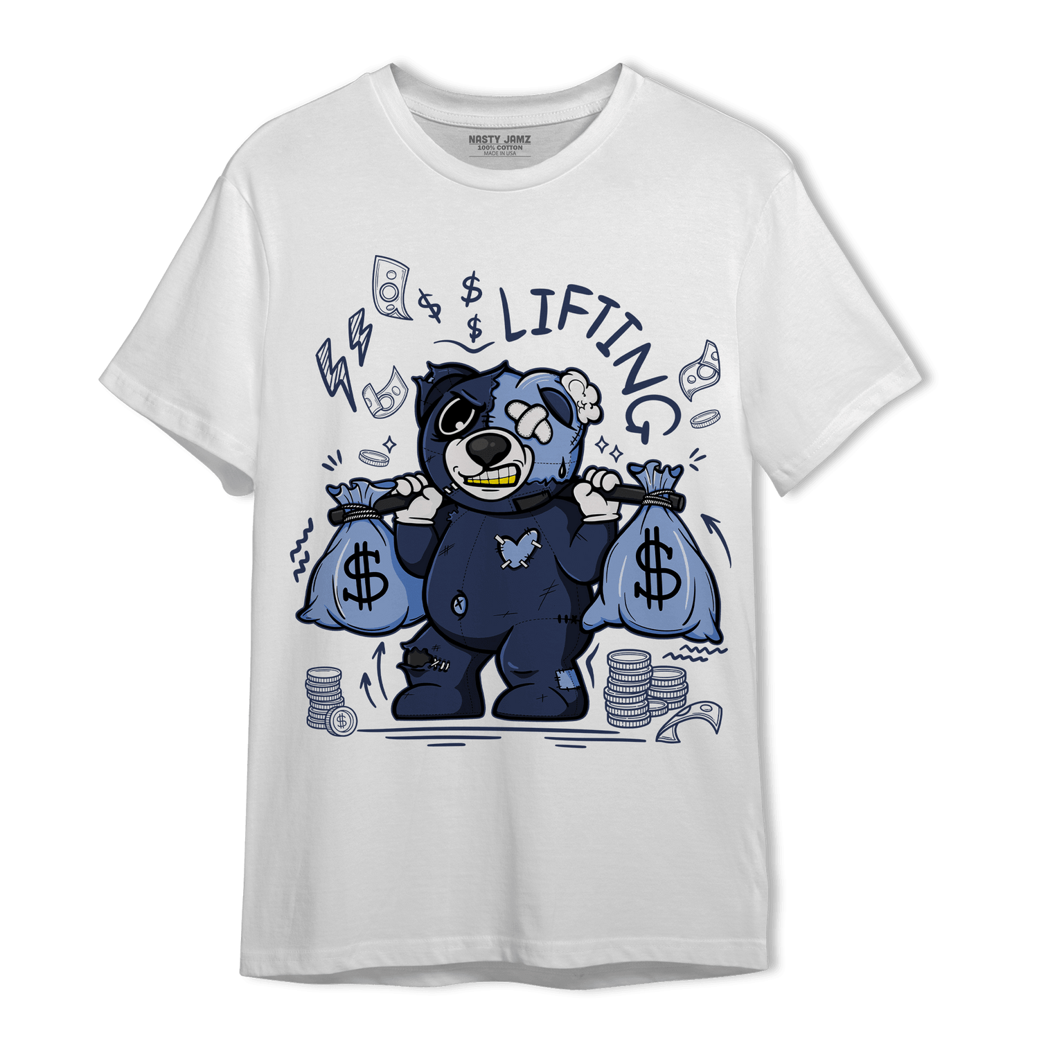 Midnight Navy 5s T Shirt Match Money Lifting BER - NastyJamz