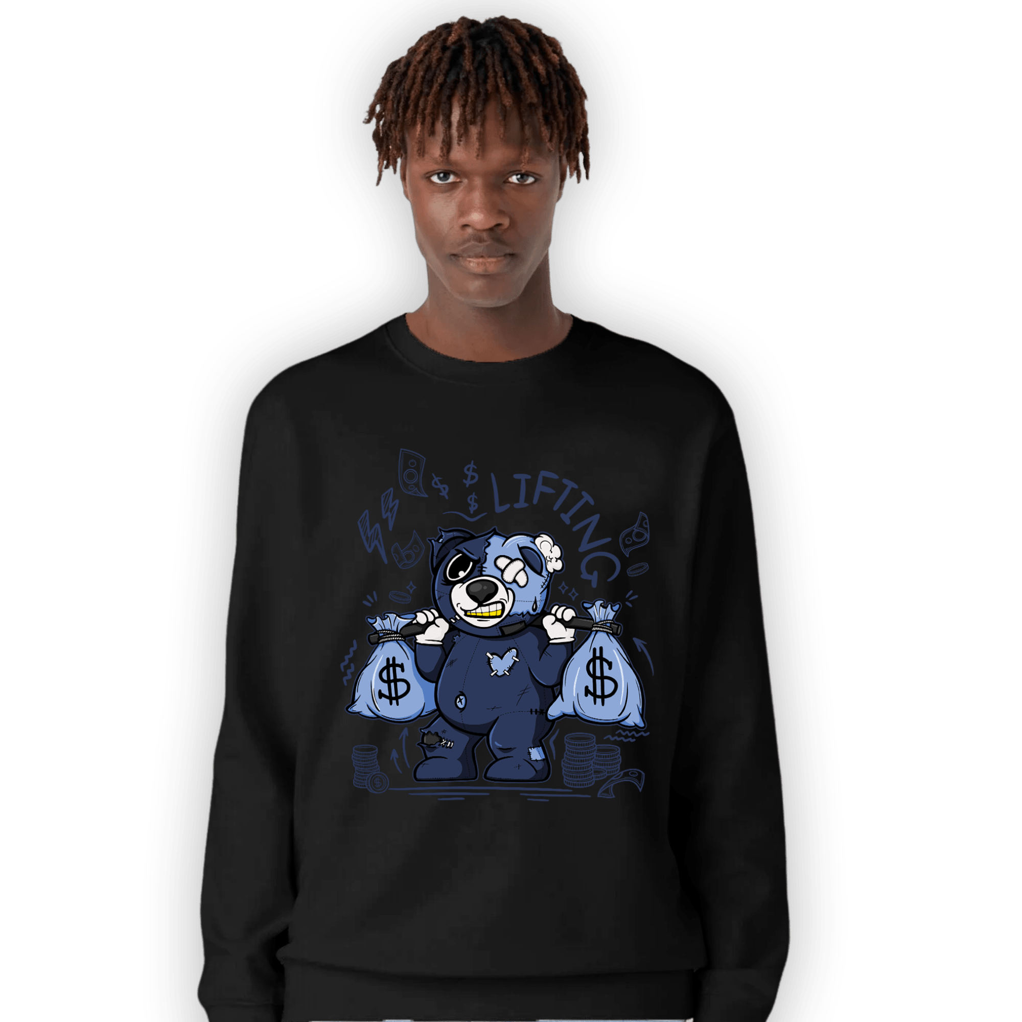Midnight Navy 5s Sweatshirt Match Money Lifting BER - NastyJamz