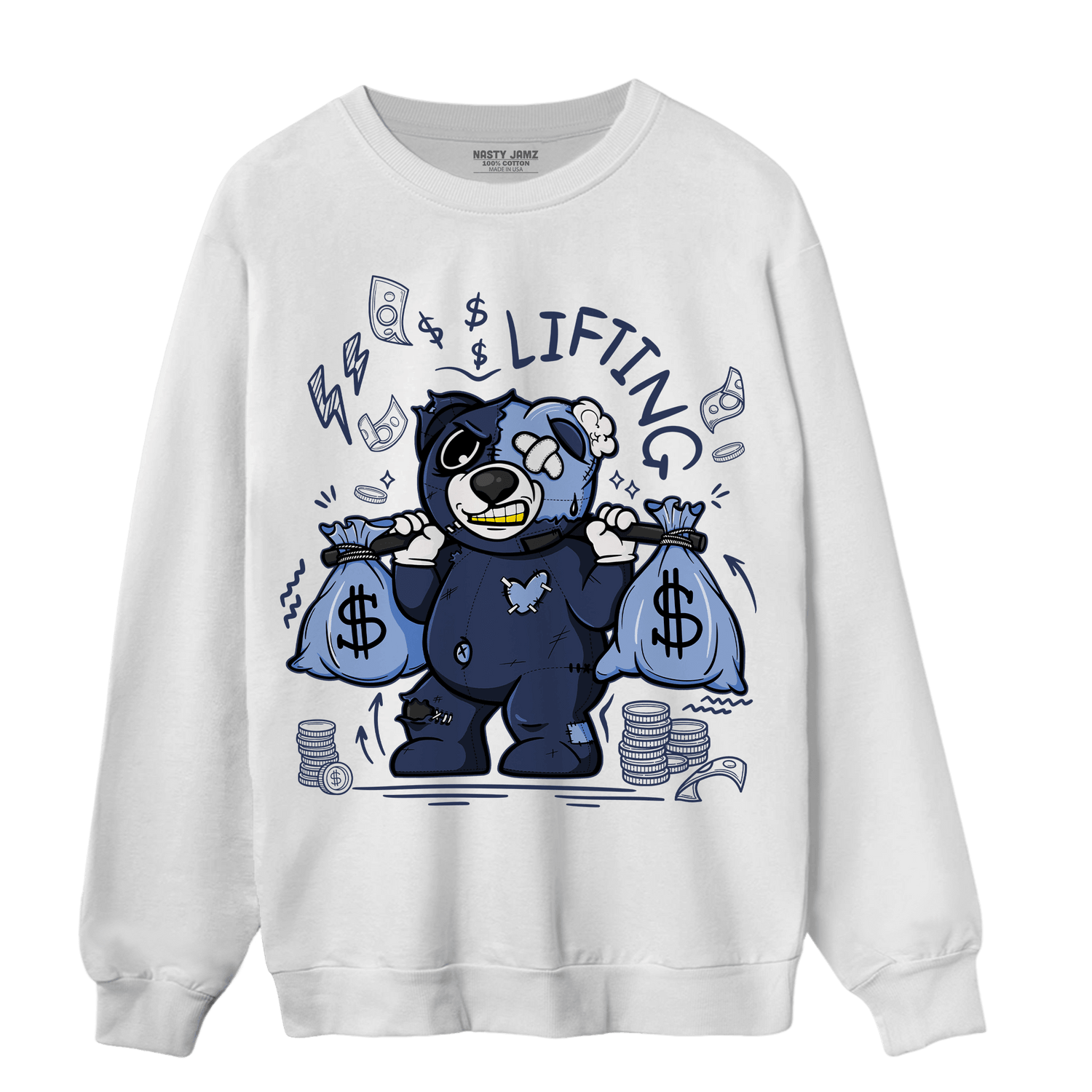 Midnight Navy 5s Sweatshirt Match Money Lifting BER - NastyJamz