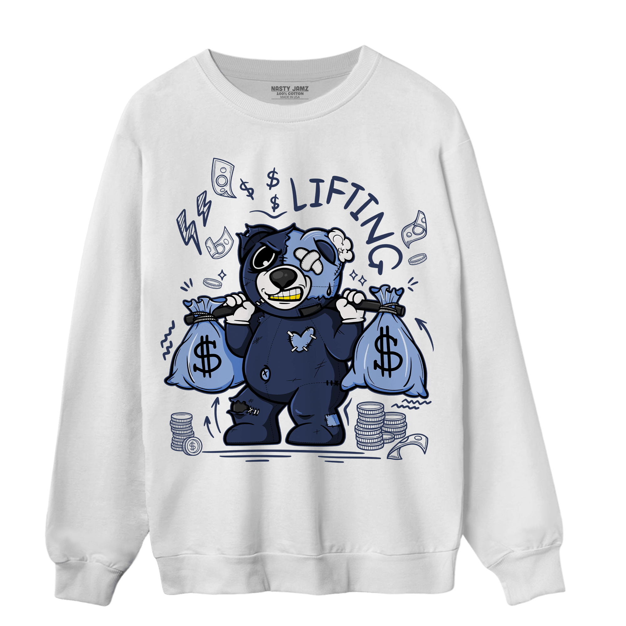 Midnight Navy 5s Sweatshirt Match Money Lifting BER - NastyJamz