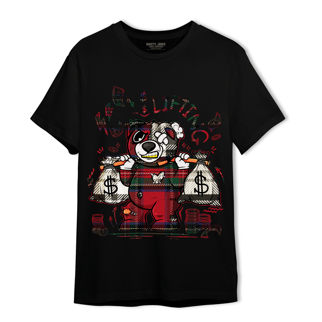 Plaid 5s T Shirt Match Money Lifting BER - NastyJamz