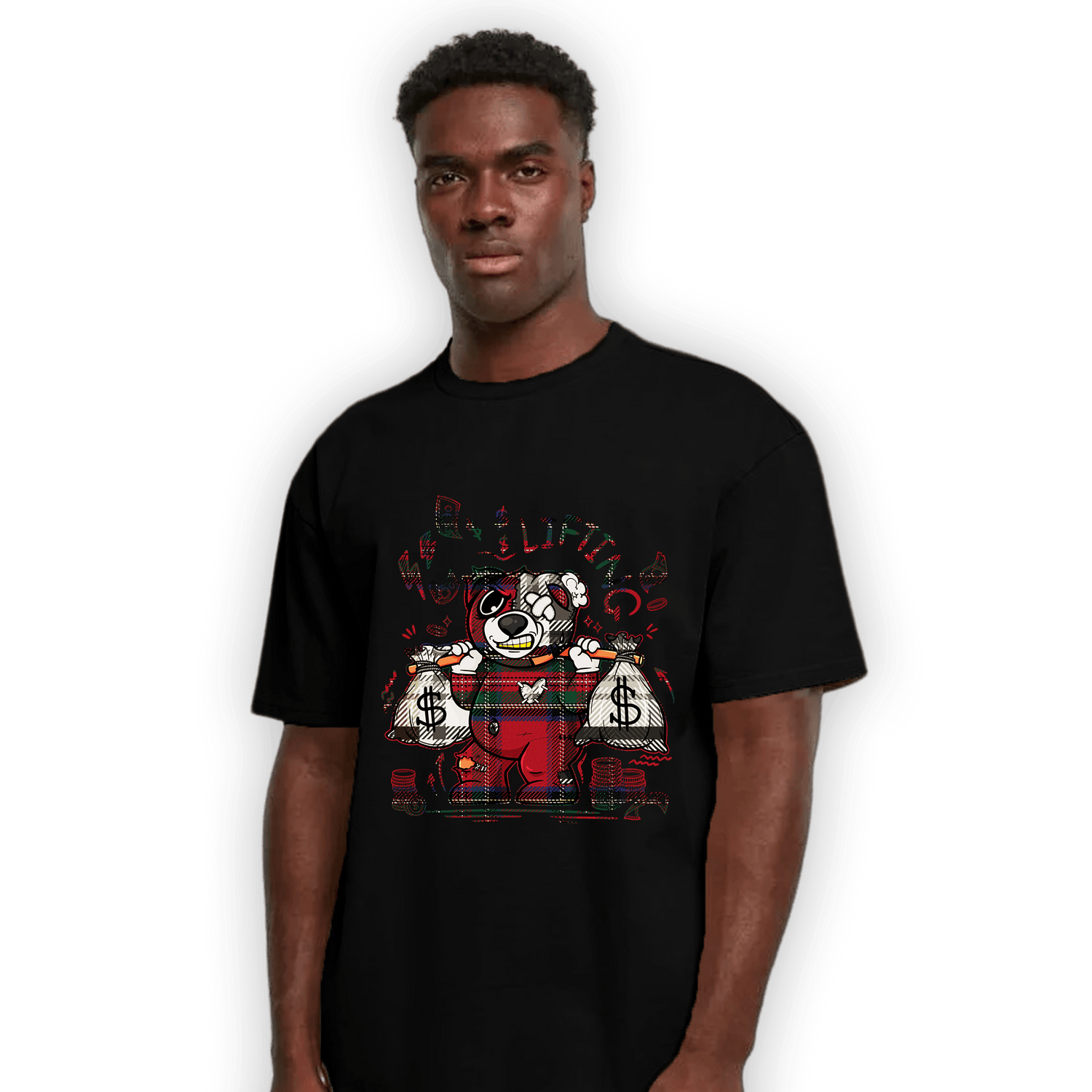 Plaid 5s T Shirt Match Money Lifting BER - NastyJamz