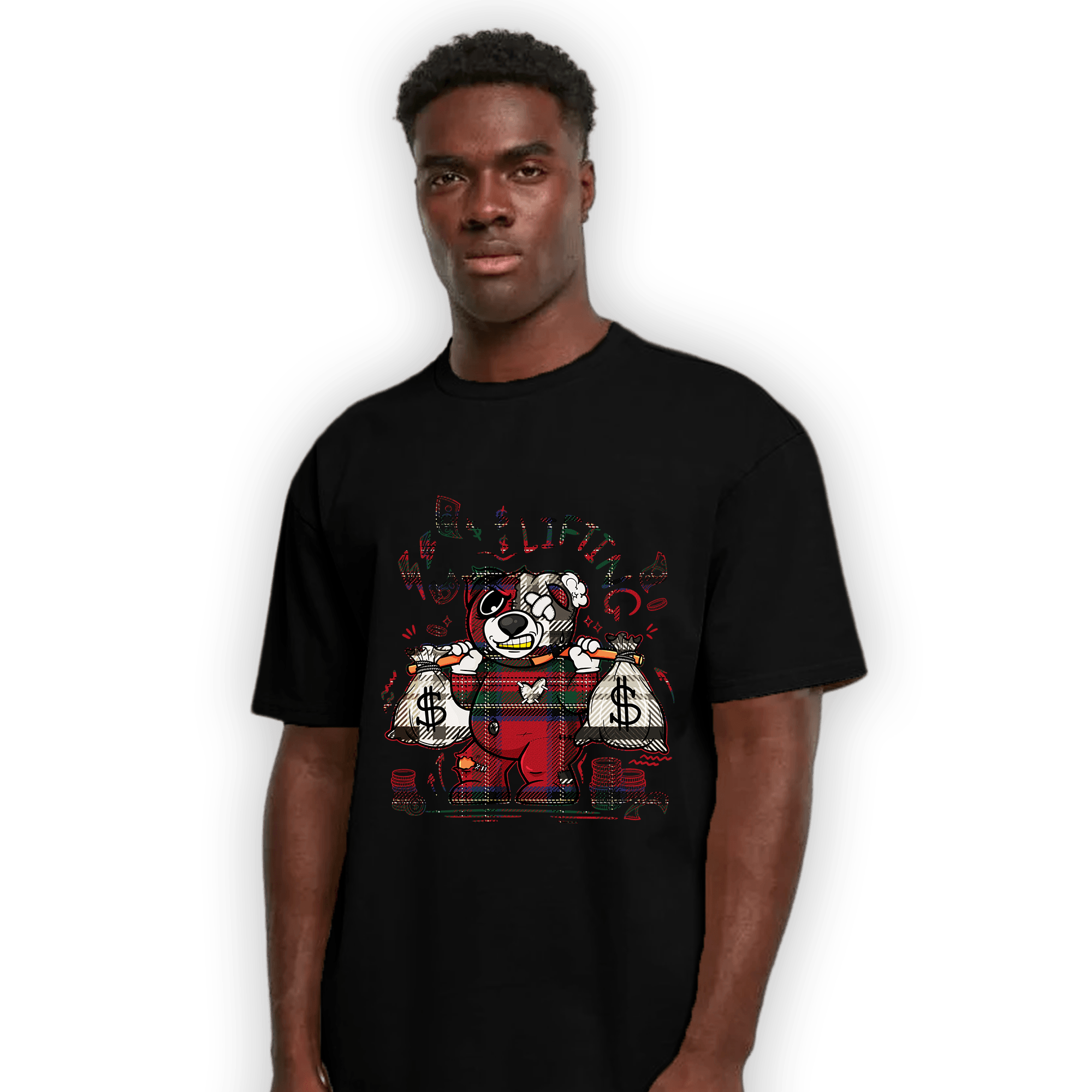 Plaid 5s T Shirt Match Money Lifting BER - NastyJamz