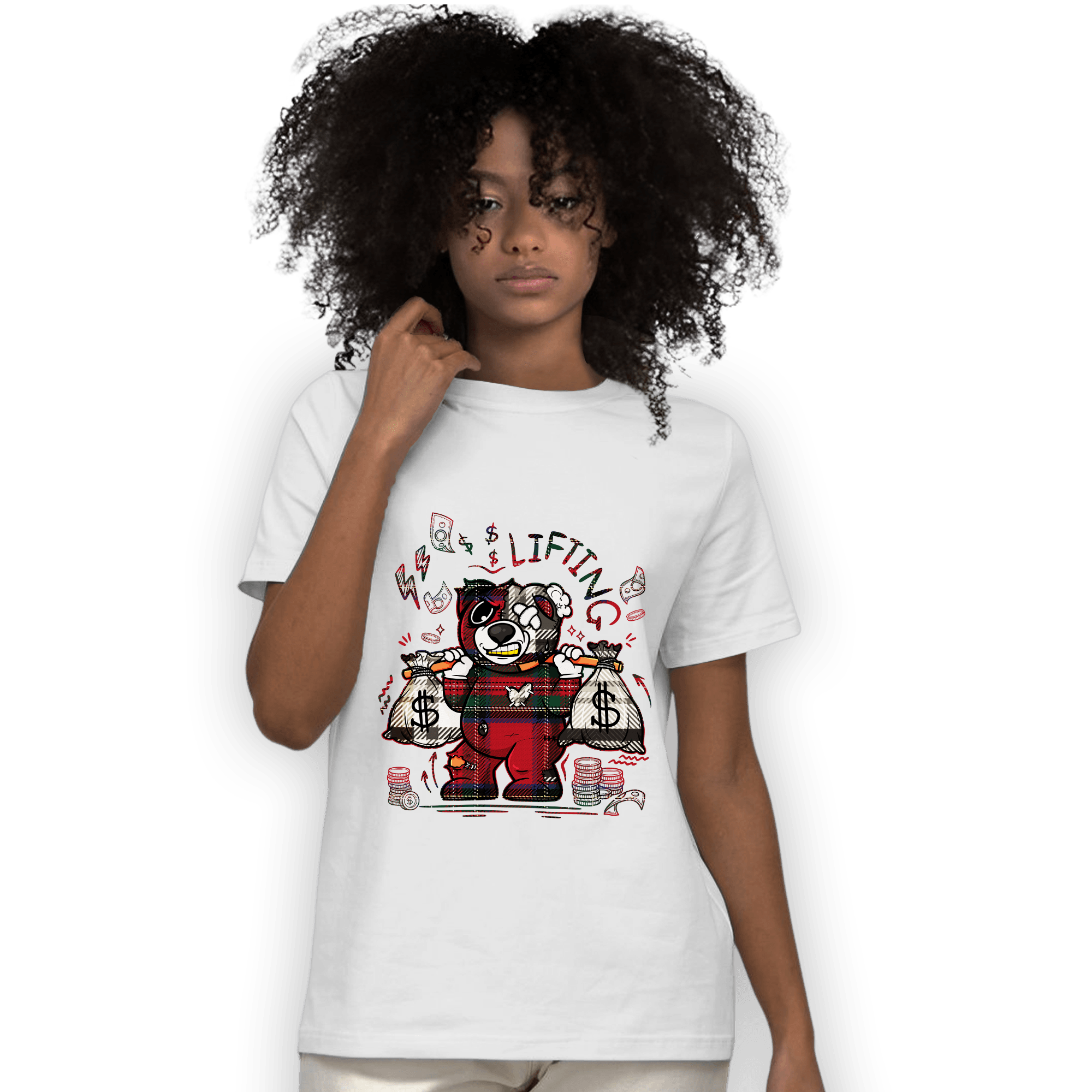 Plaid 5s T Shirt Match Money Lifting BER - NastyJamz