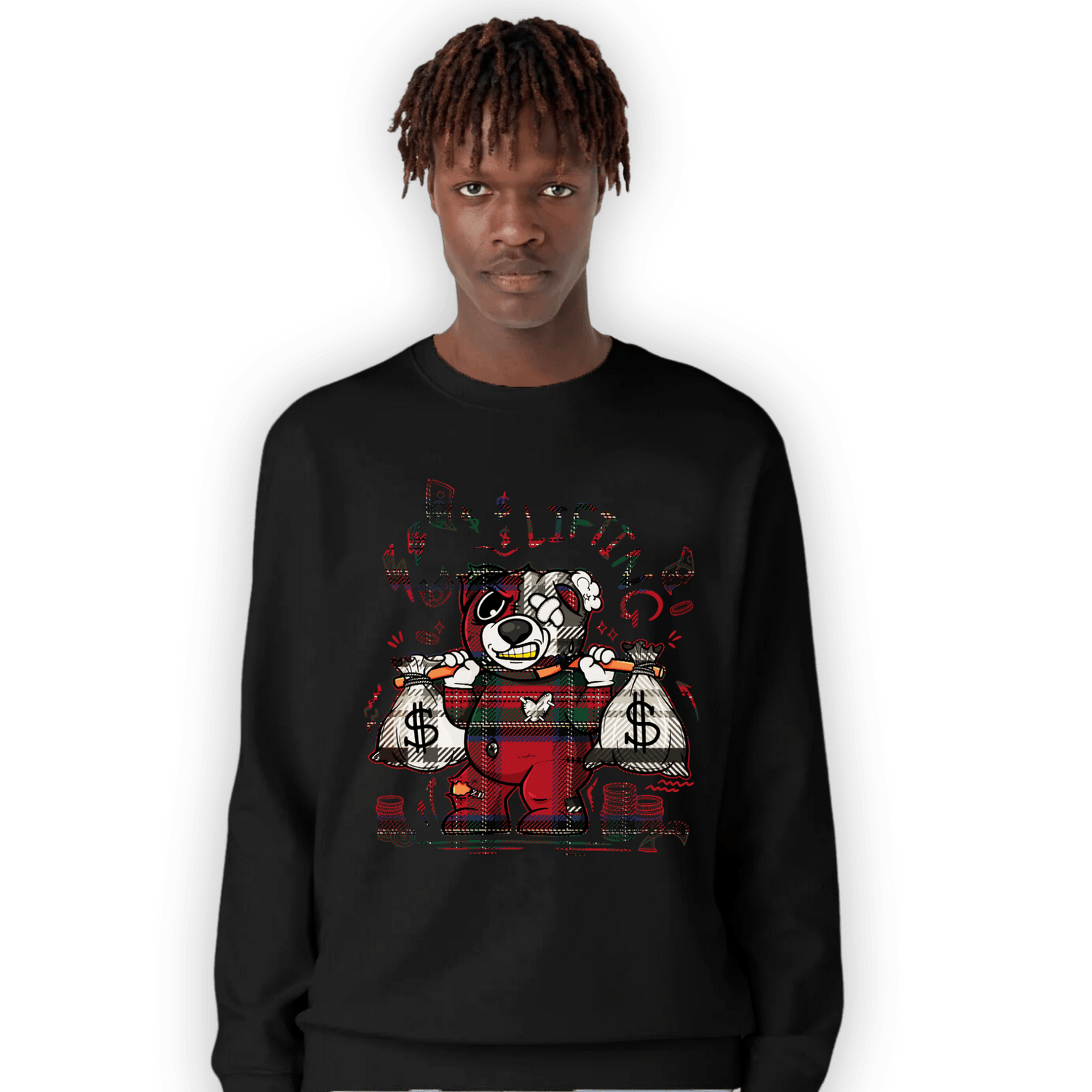 Plaid 5s Sweatshirt Match Money Lifting BER - NastyJamz
