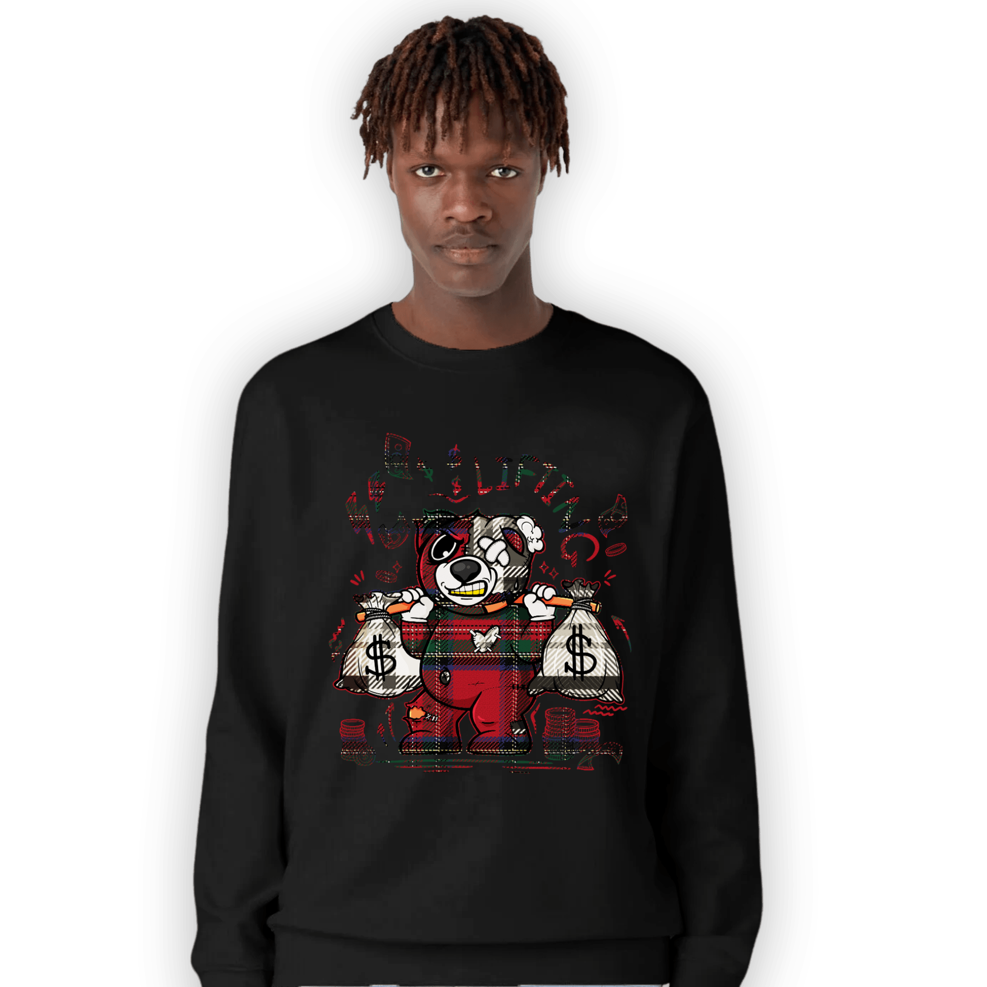 Plaid 5s Sweatshirt Match Money Lifting BER - NastyJamz