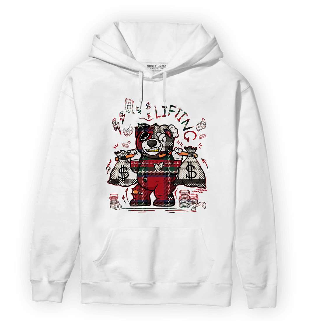 Plaid 5s Hoodie Match Money Lifting BER - NastyJamz