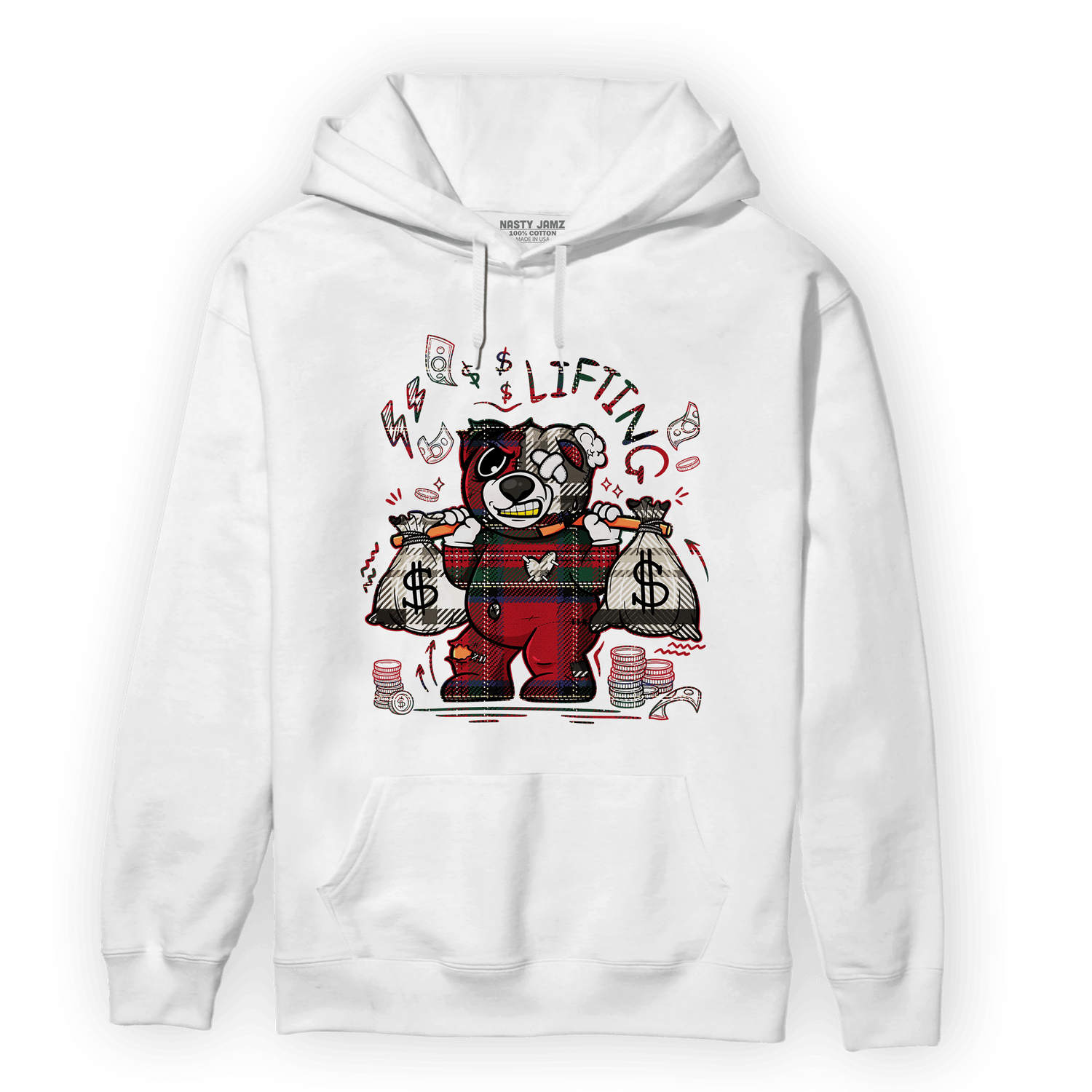 Plaid 5s Hoodie Match Money Lifting BER - NastyJamz