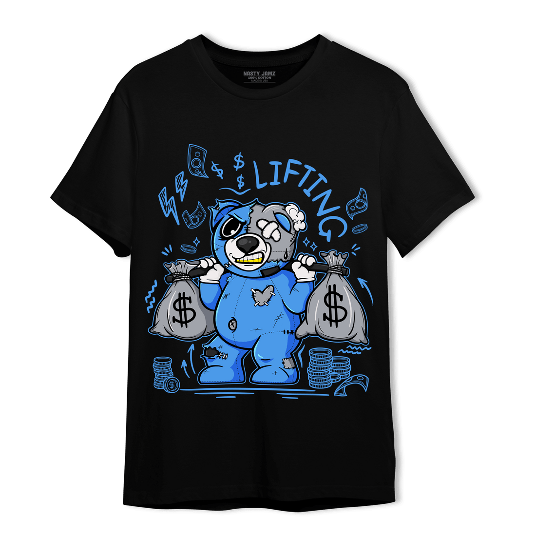 University Blue 5s T Shirt Match Money Lifting BER - NastyJamz