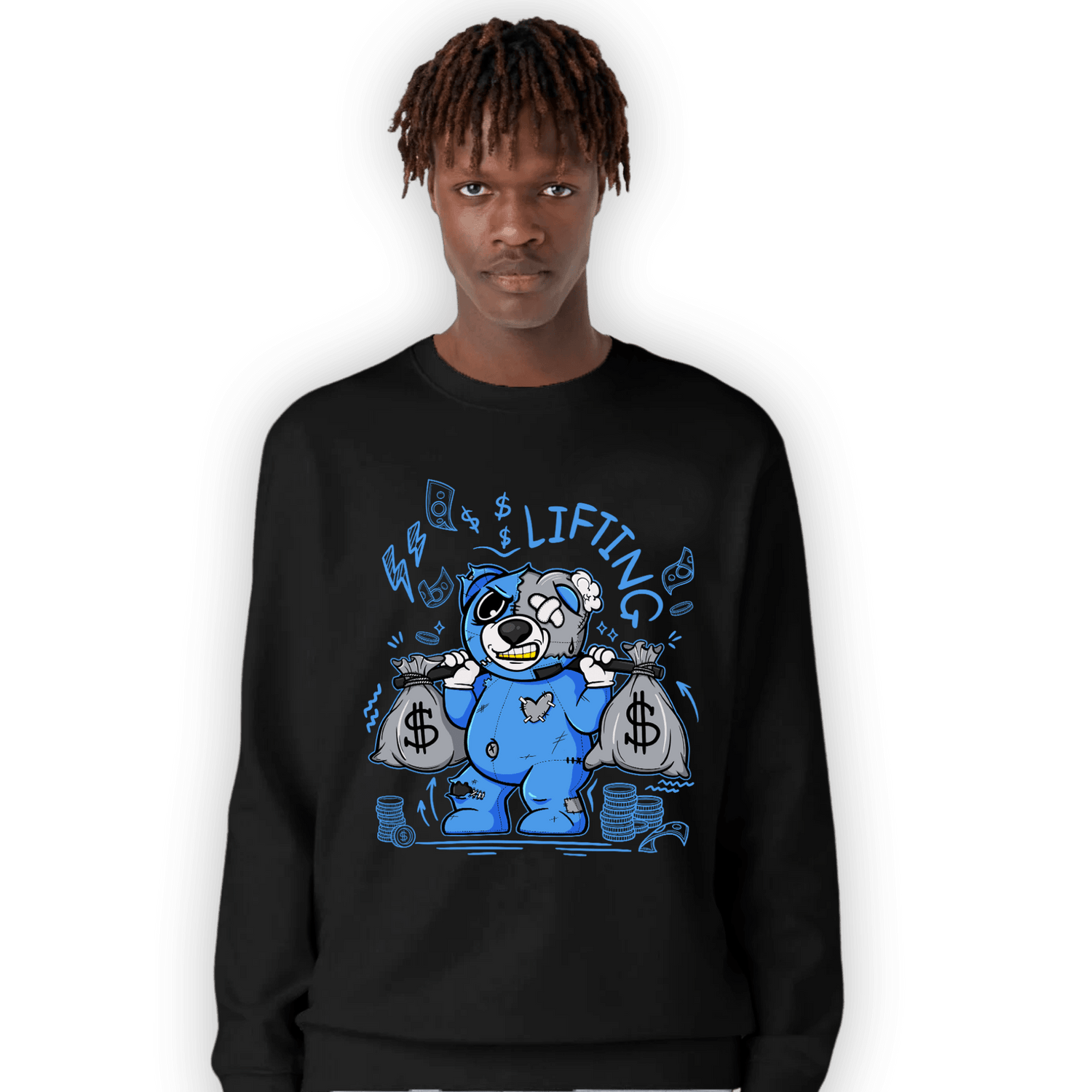 University Blue 5s Sweatshirt Match Money Lifting BER - NastyJamz