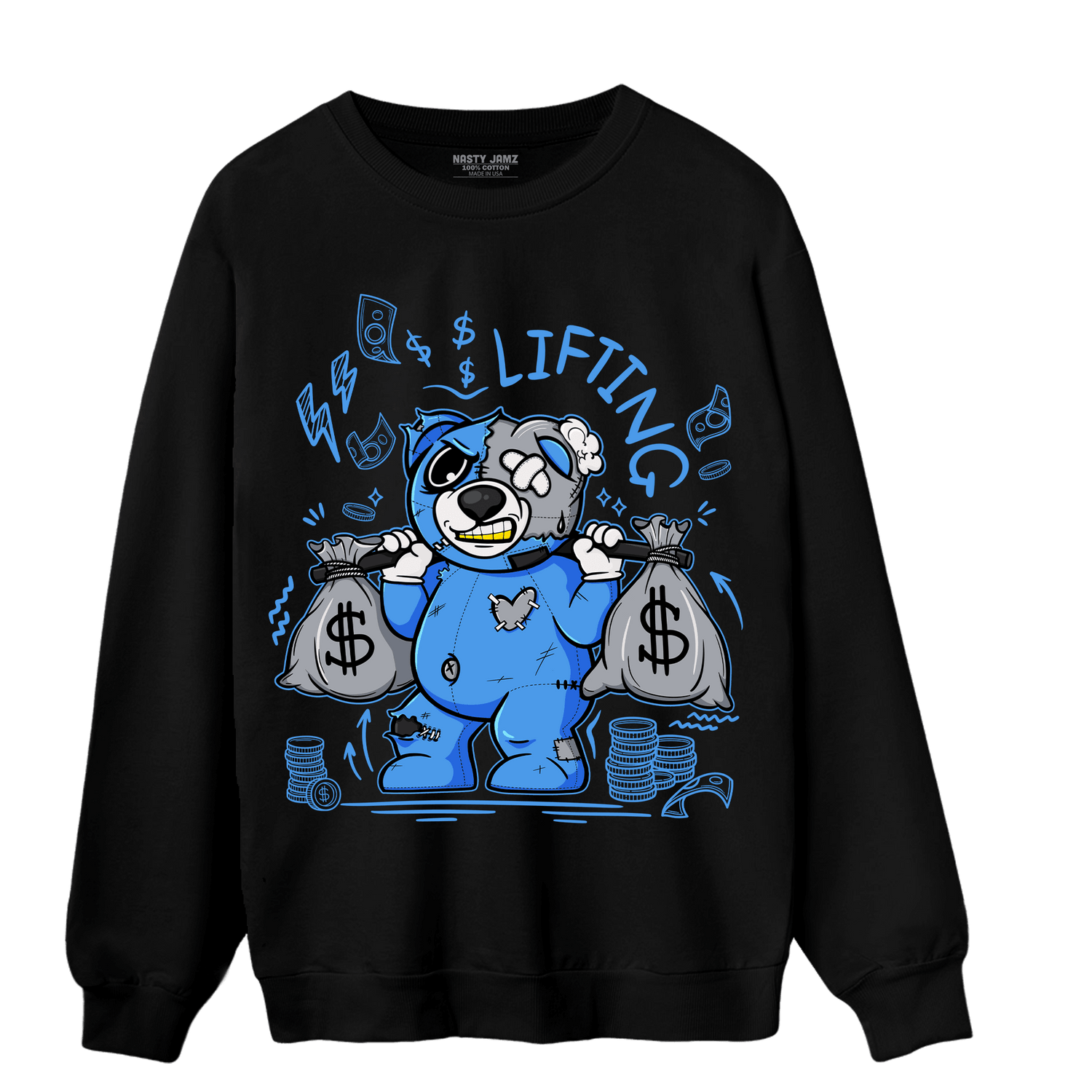 University Blue 5s Sweatshirt Match Money Lifting BER - NastyJamz