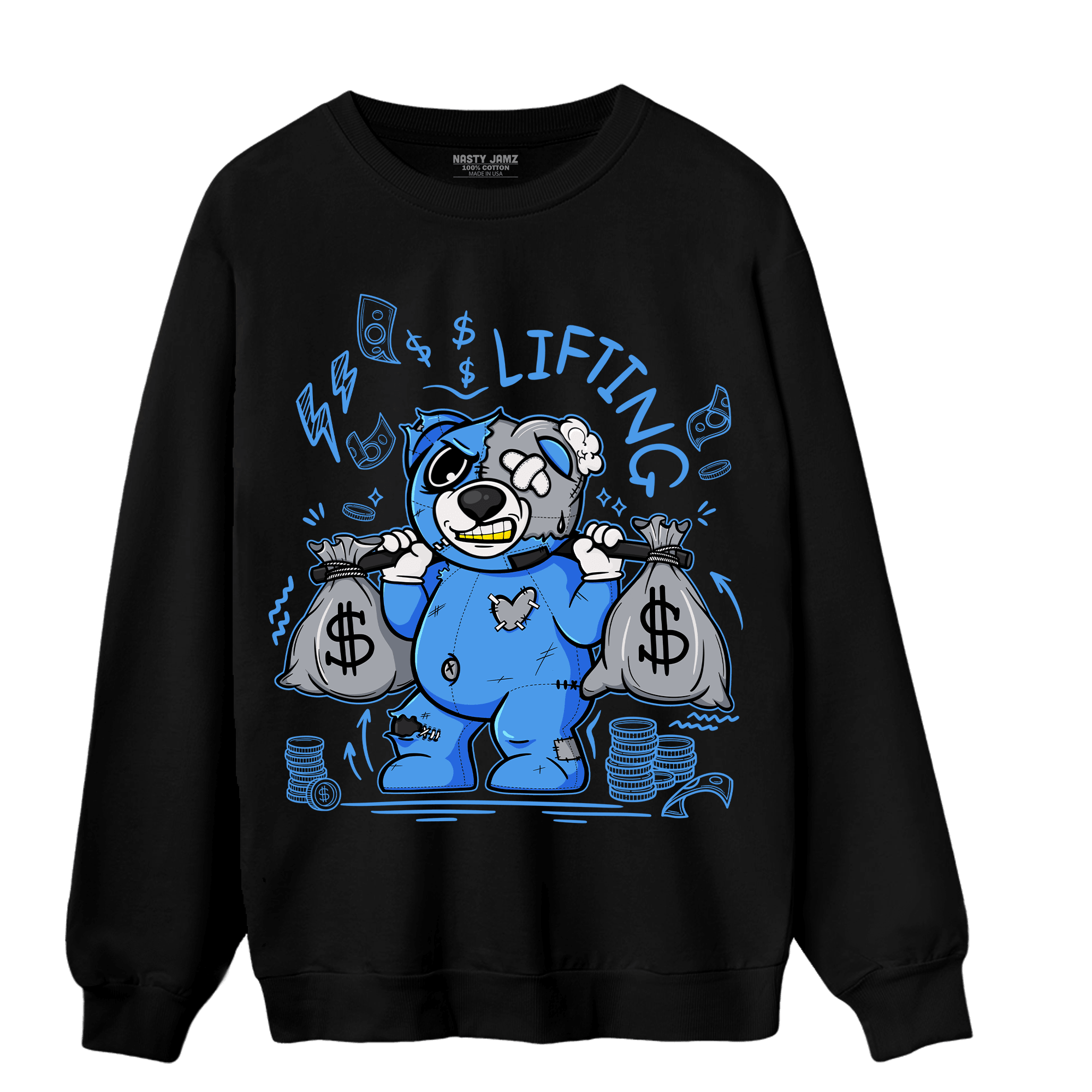 University Blue 5s Sweatshirt Match Money Lifting BER - NastyJamz