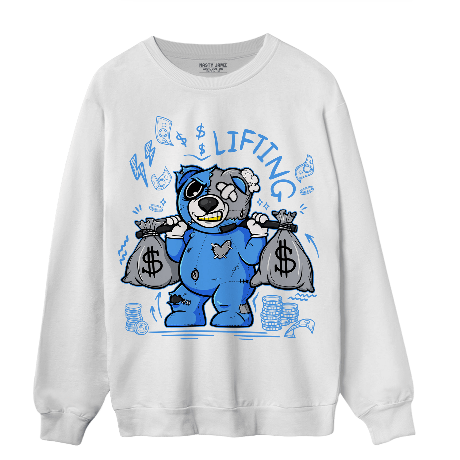 University Blue 5s Sweatshirt Match Money Lifting BER - NastyJamz