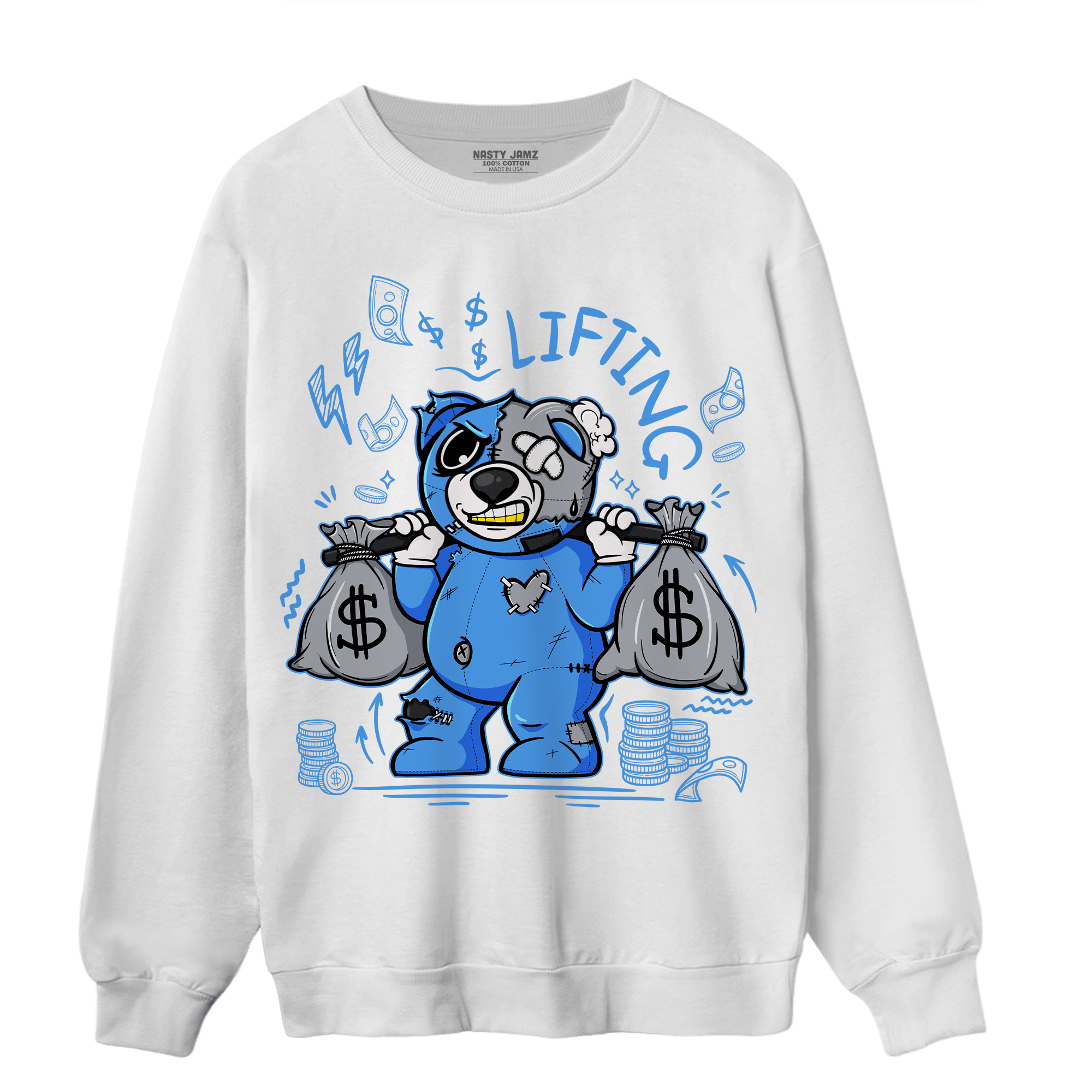 University Blue 5s Sweatshirt Match Money Lifting BER - NastyJamz