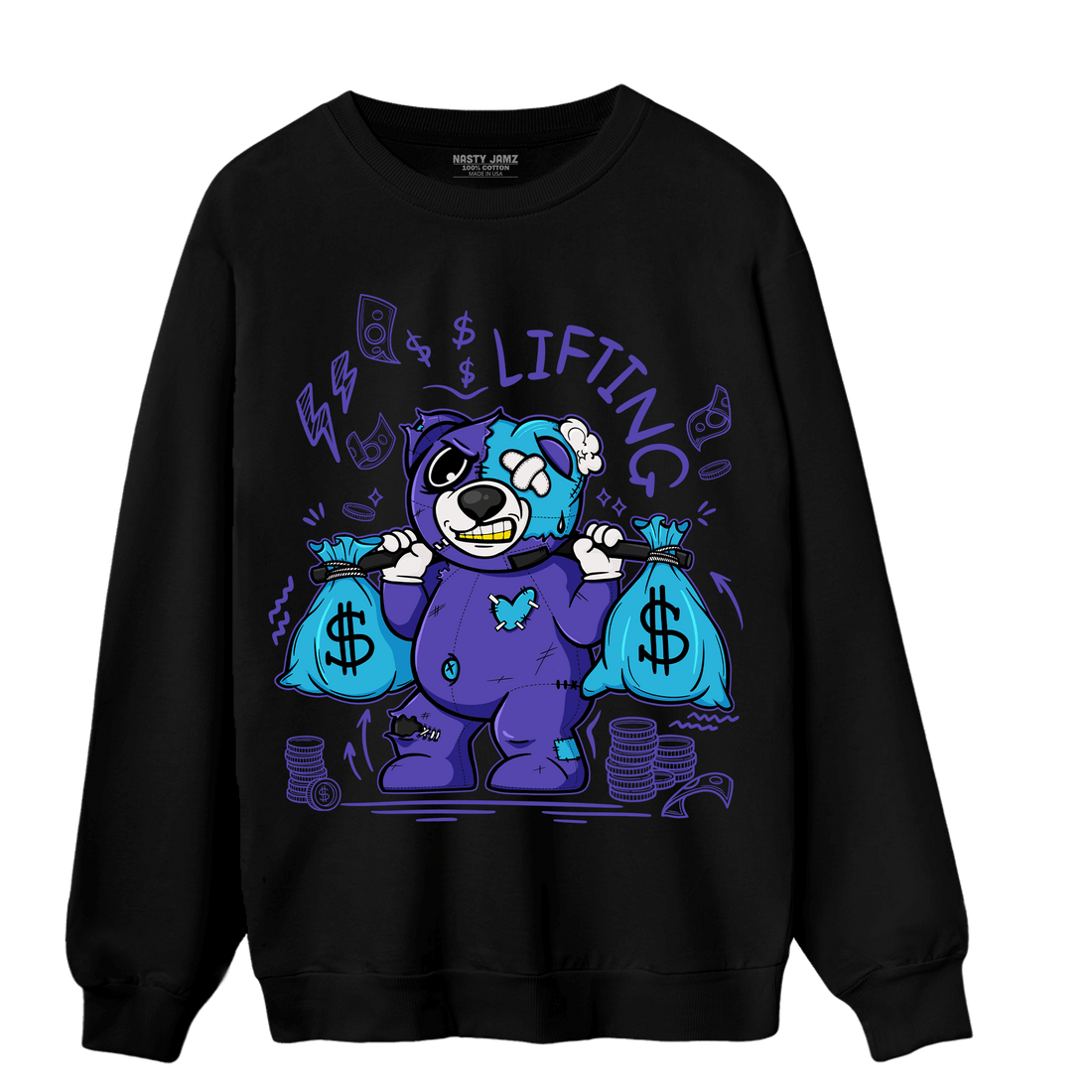 Aqua 6s Sweatshirt Match Money Lifting BER - NastyJamz