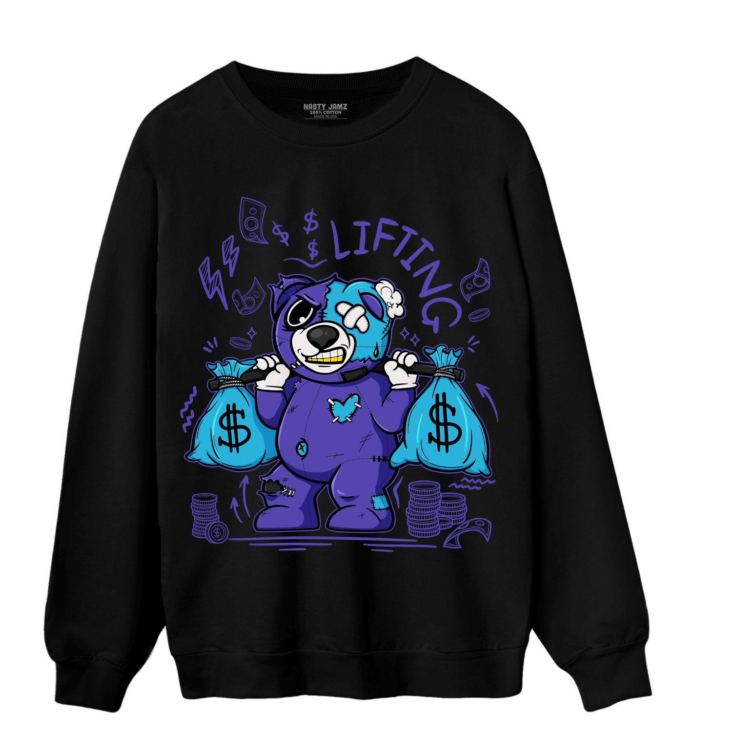 Aqua 6s Sweatshirt Match Money Lifting BER - NastyJamz