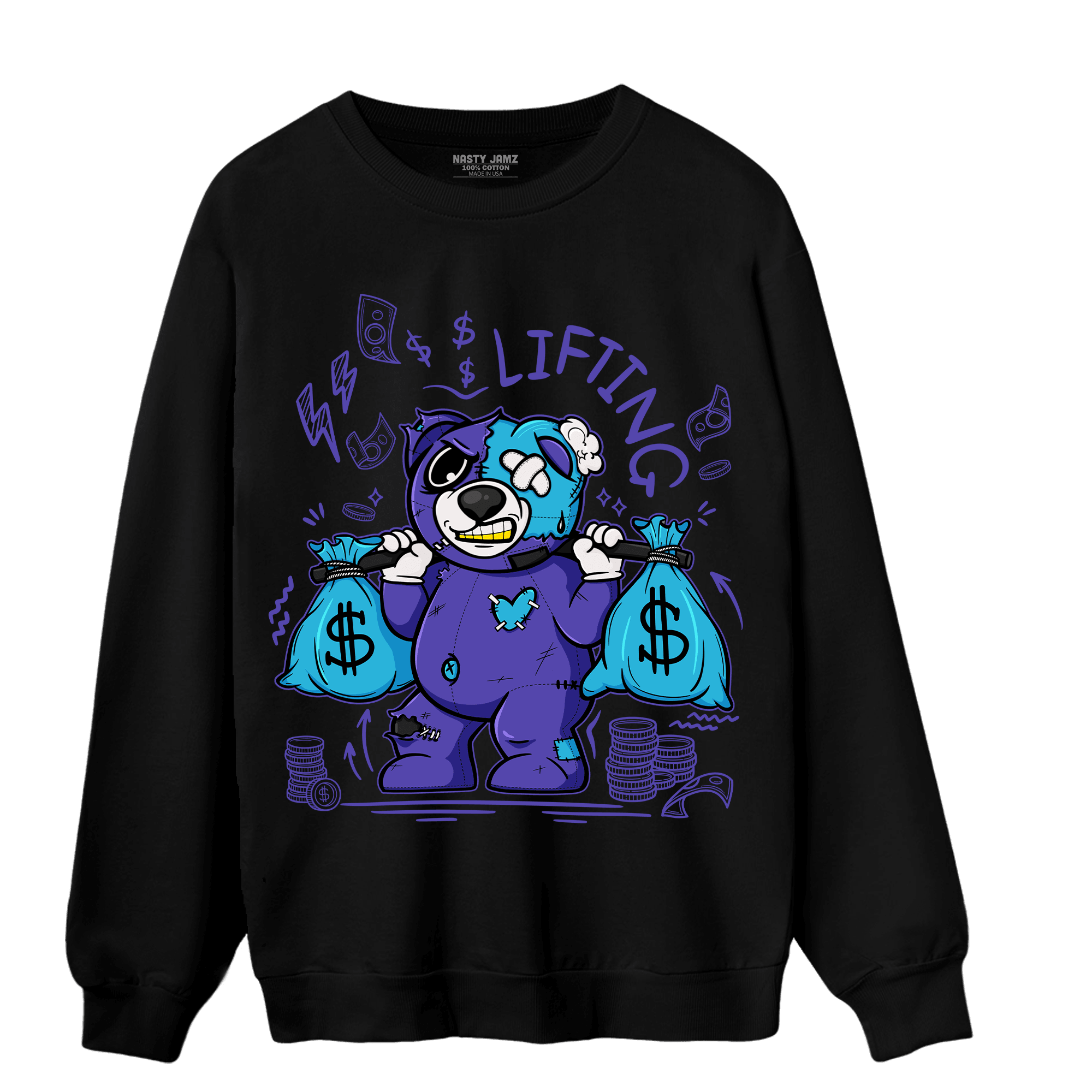 Aqua 6s Sweatshirt Match Money Lifting BER - NastyJamz