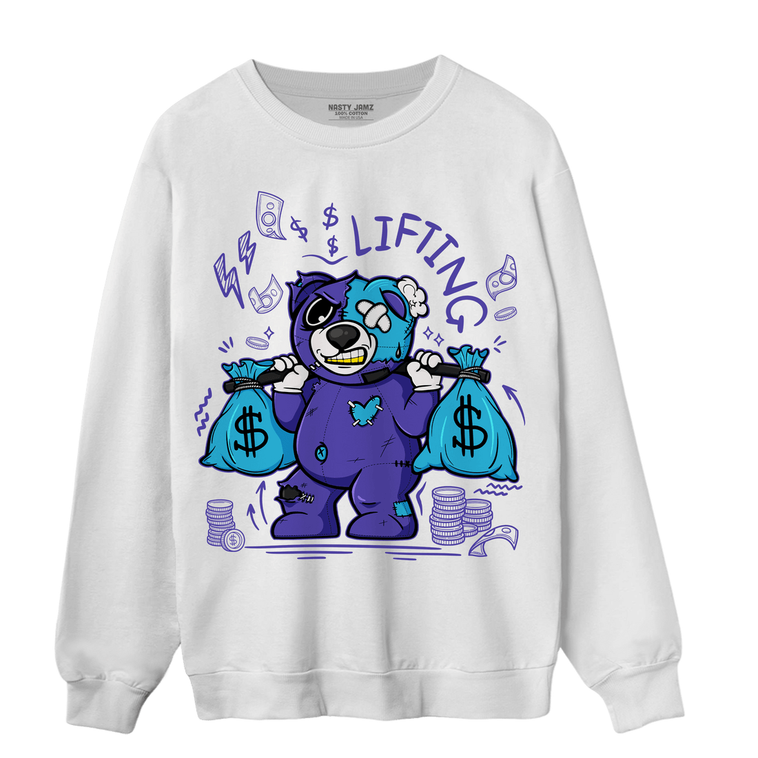 Aqua 6s Sweatshirt Match Money Lifting BER - NastyJamz