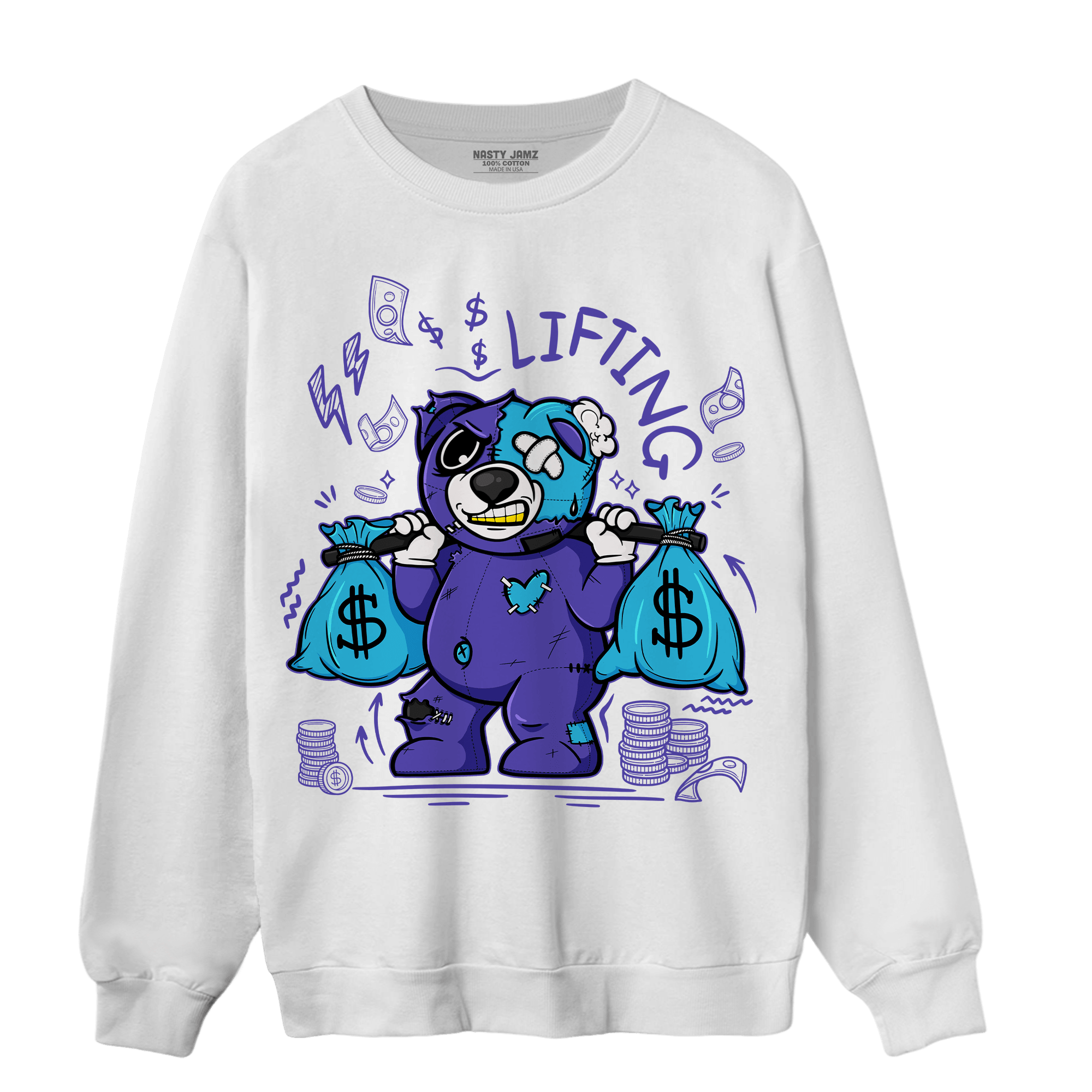 Aqua 6s Sweatshirt Match Money Lifting BER - NastyJamz