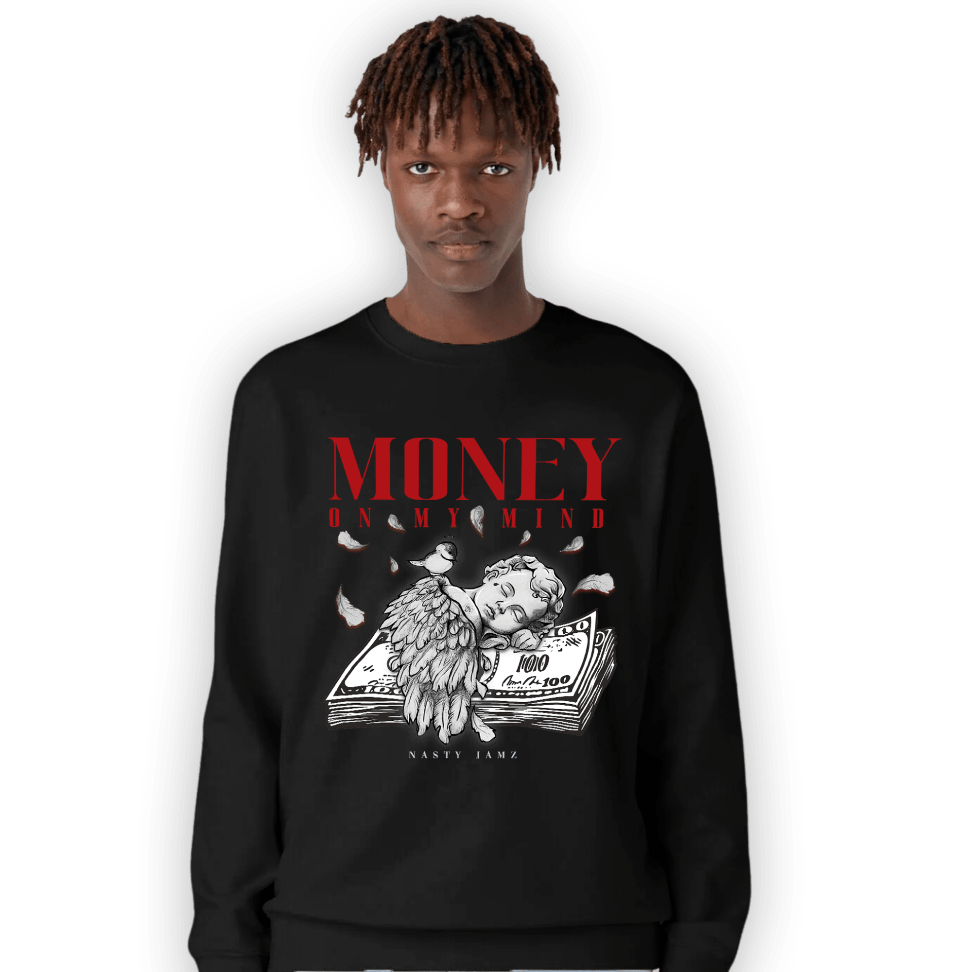 Cherry 11s Sweatshirt Match Money On My Mind Angel - NastyJamz
