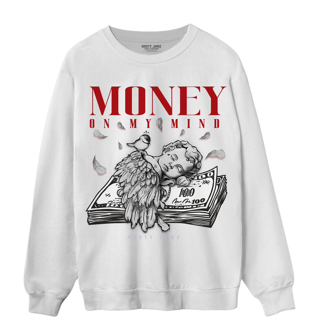 Cherry 11s Sweatshirt Match Money On My Mind Angel - NastyJamz