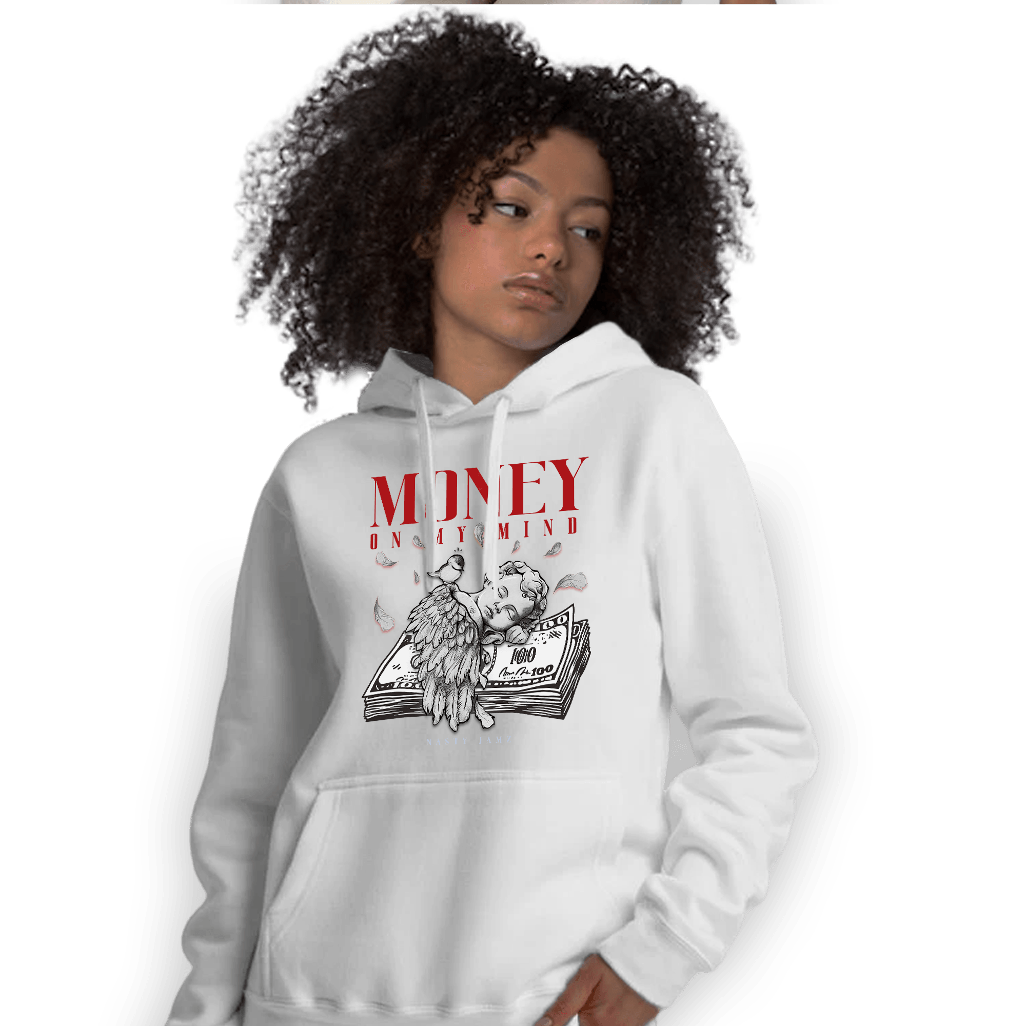Cherry 11s Hoodie Match Money On My Mind Angel - NastyJamz