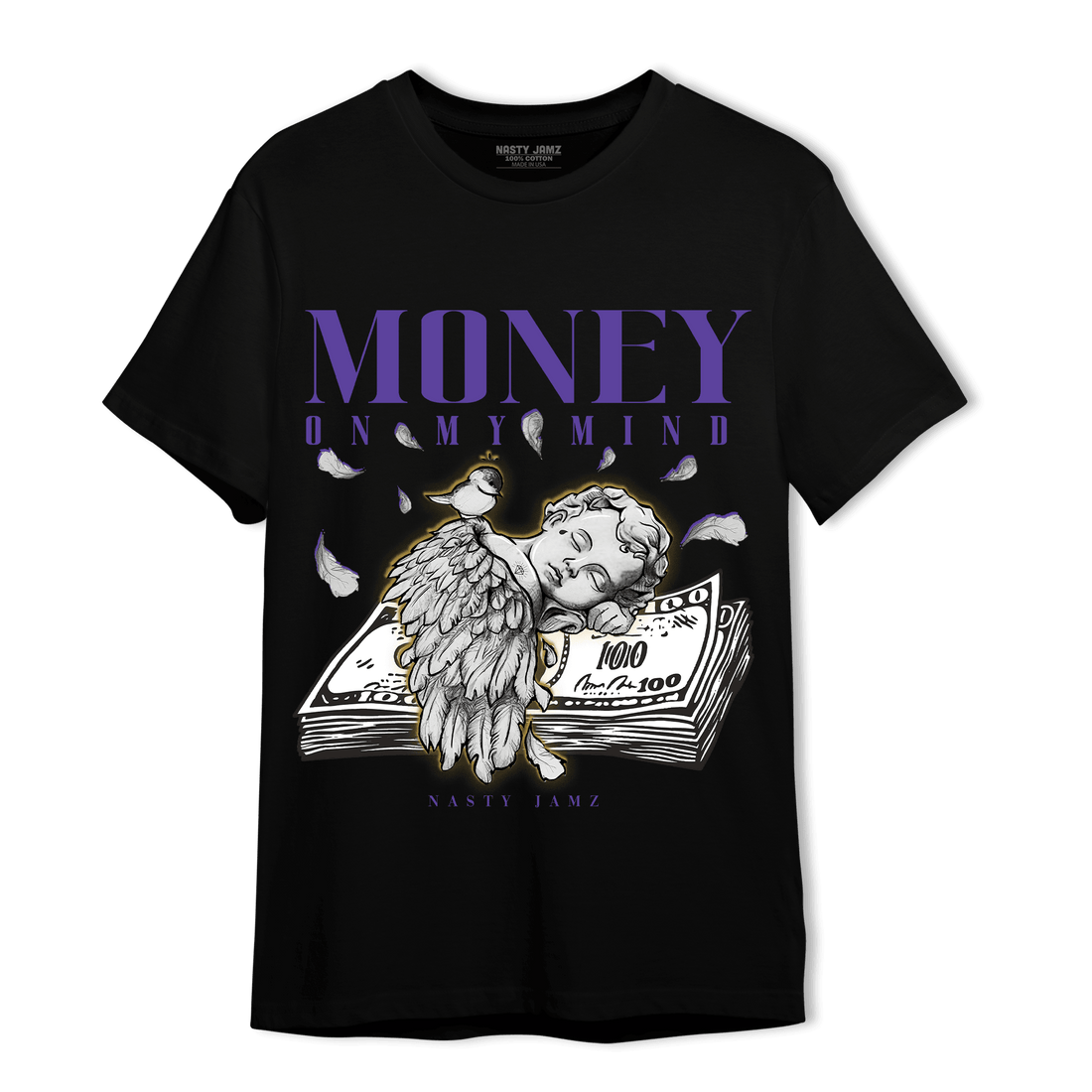 Field Purple 12s T Shirt Match Money On My Mind Angel - NastyJamz
