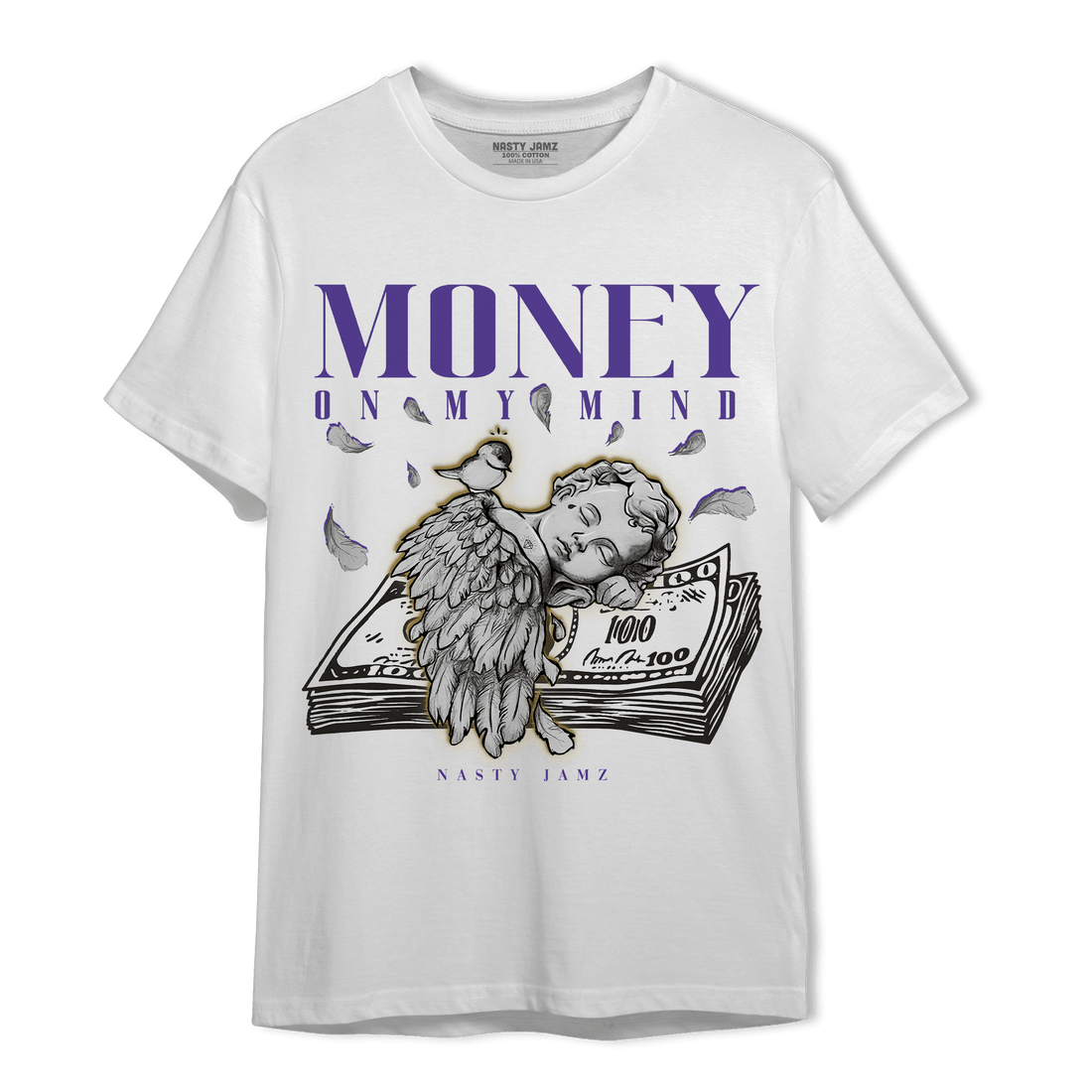 Field Purple 12s T Shirt Match Money On My Mind Angel - NastyJamz